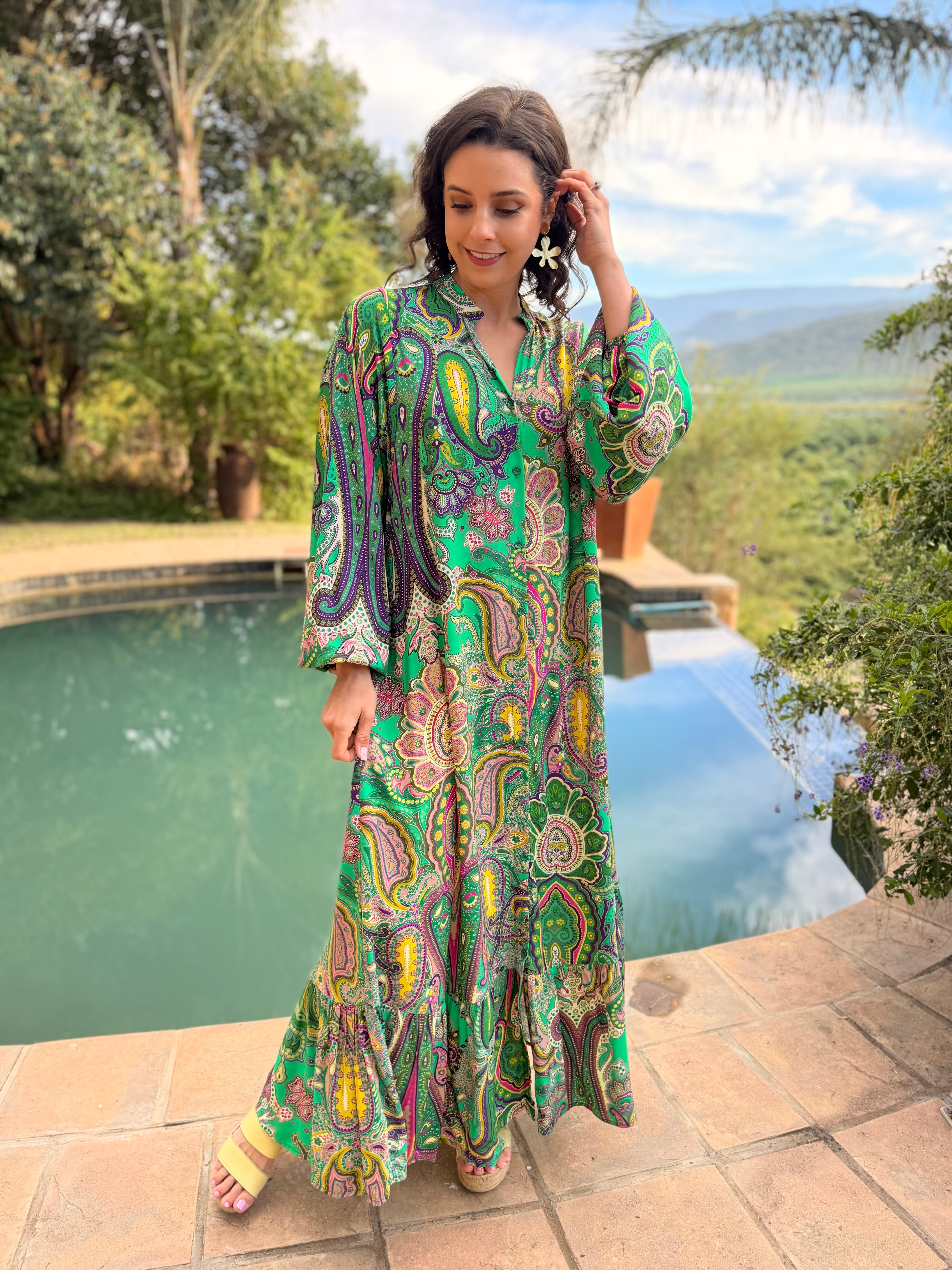 Liezelle dress - Green paisley