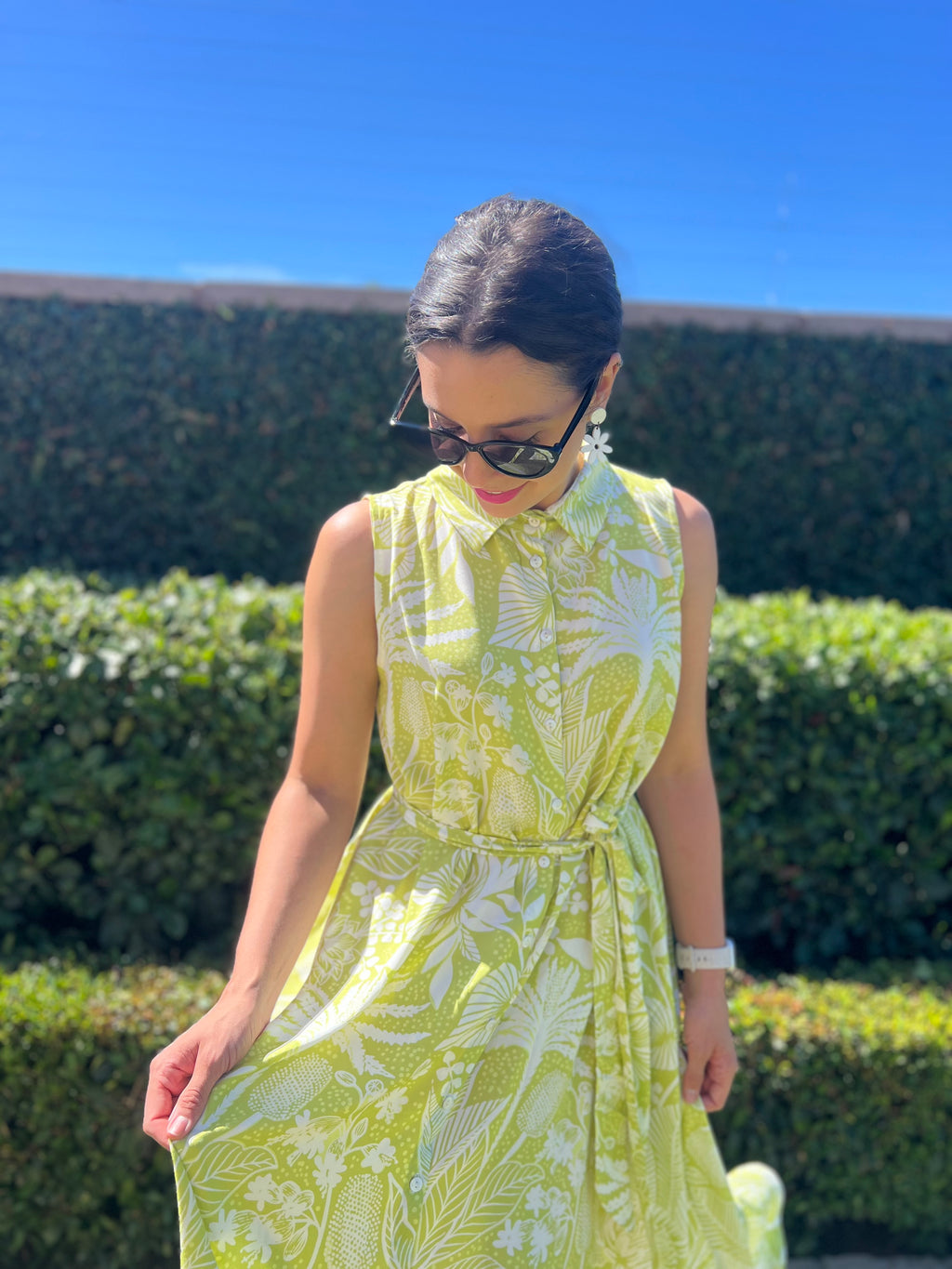 Gail dress - Lime botanical