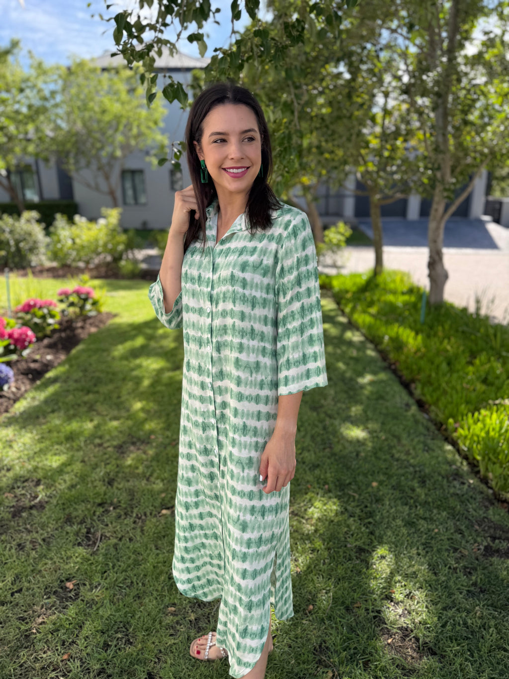 Jennifer dress - Green watercolour