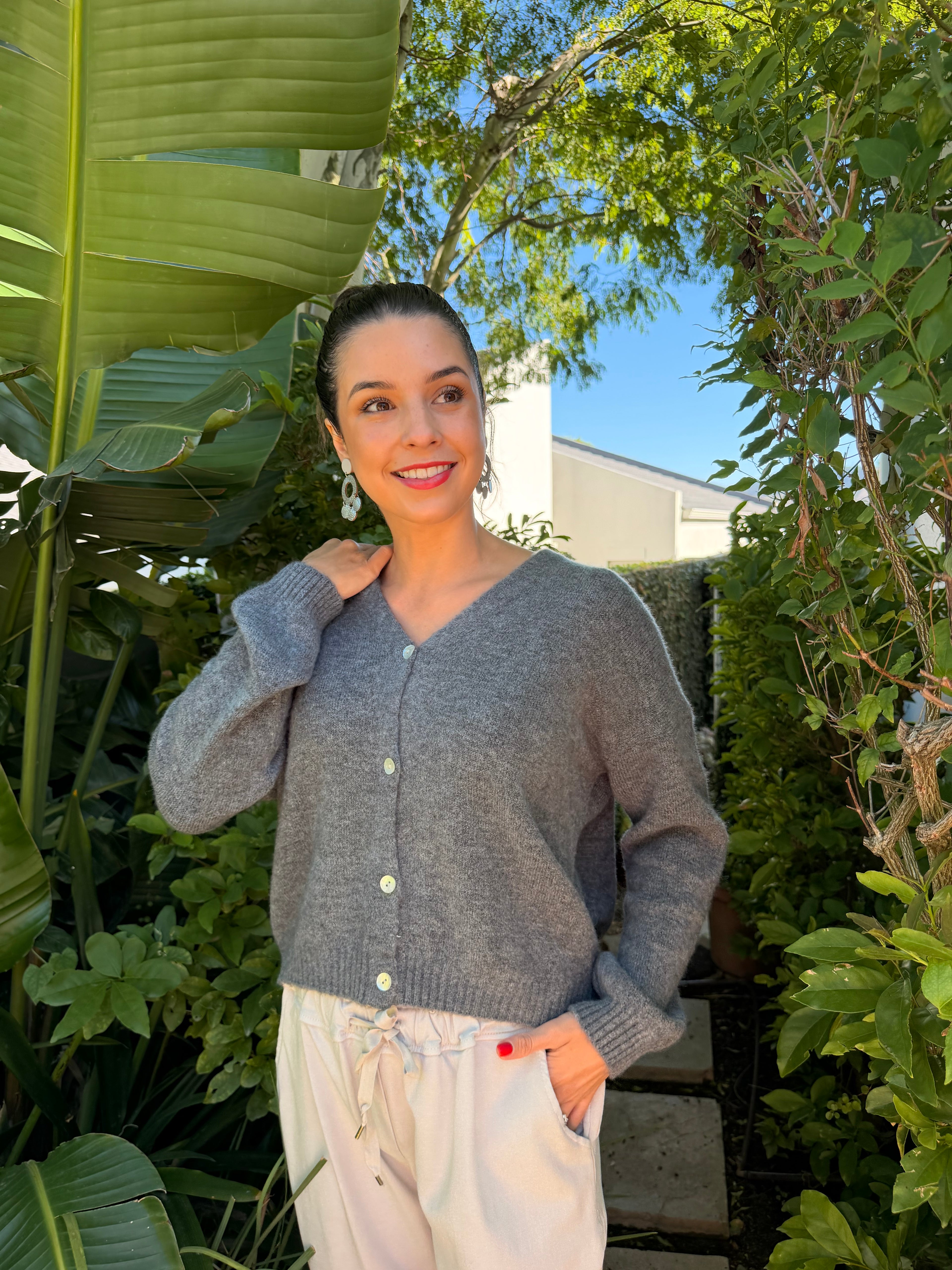 Baby alpaca short cardigan - Grey