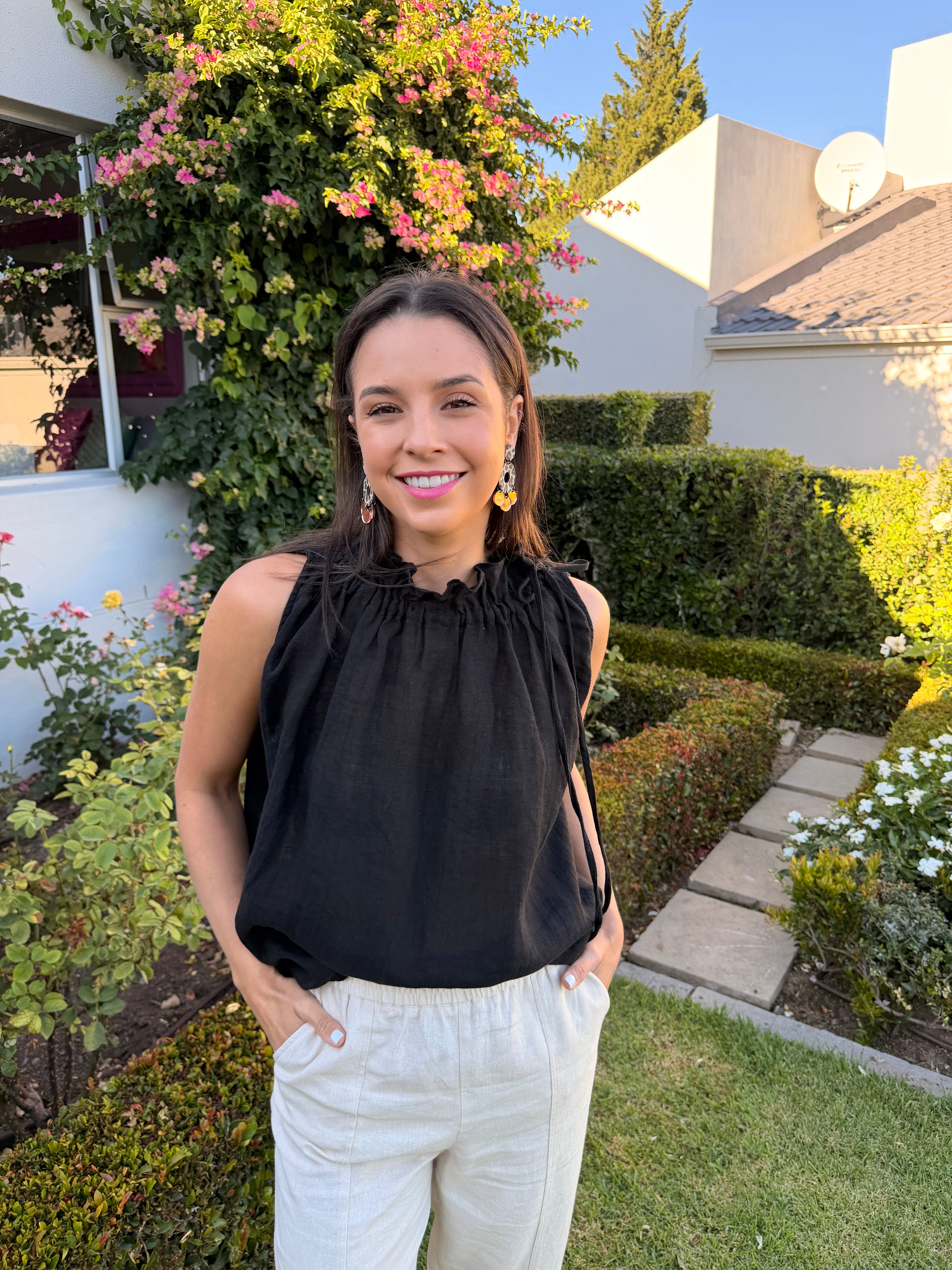 Italian linen top - Black