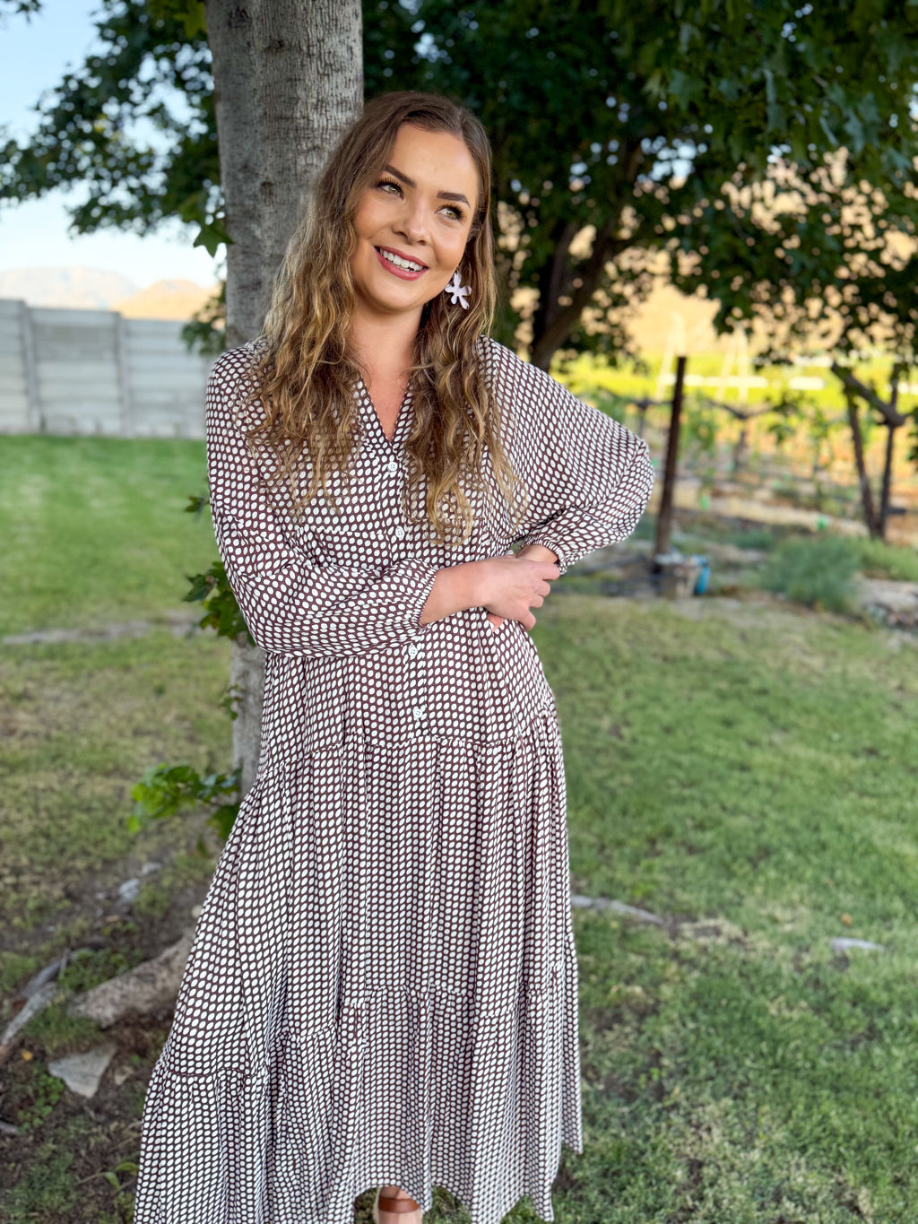 Jenna dress - Mocha dots