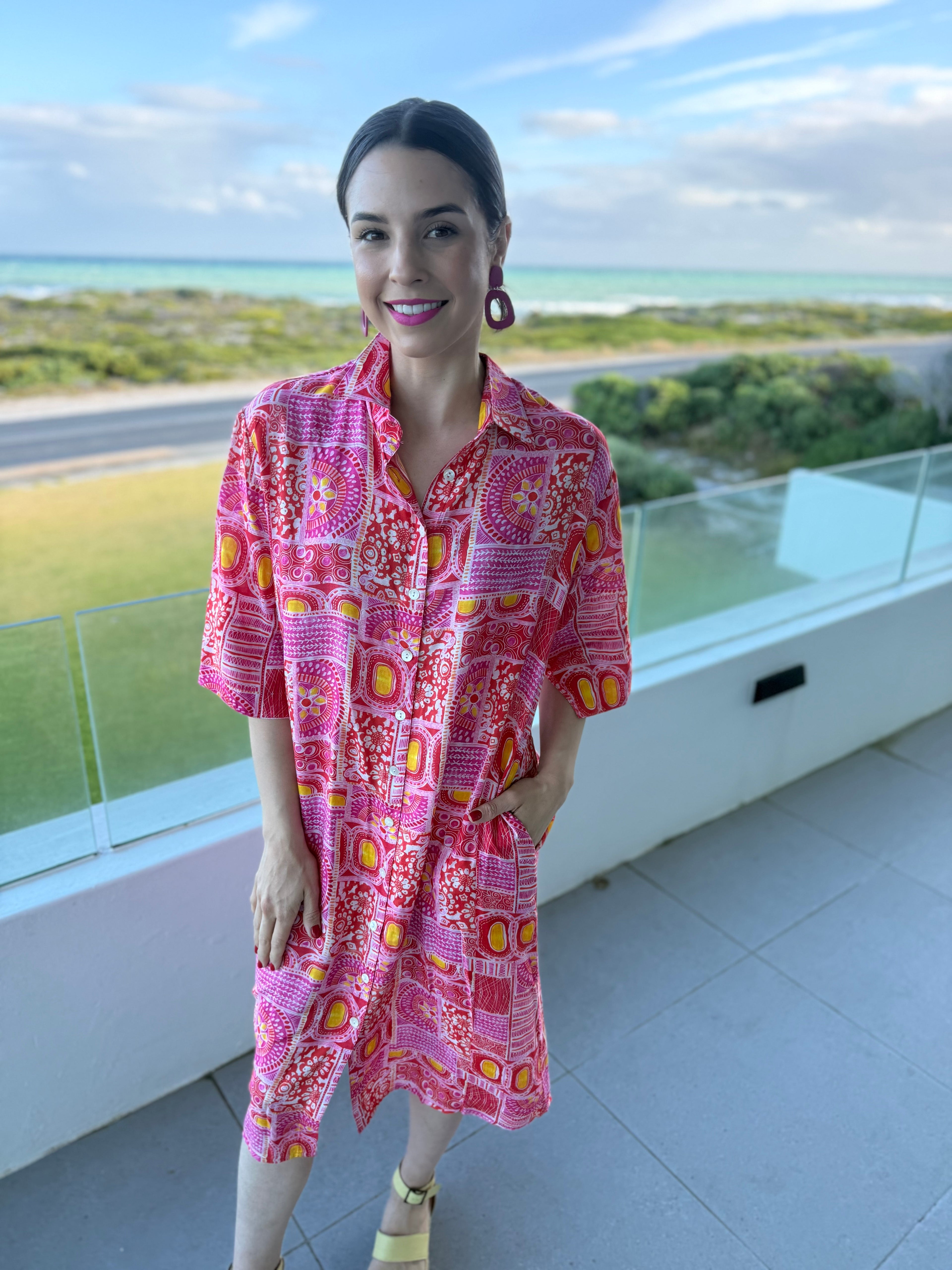 Jackie dress- Geo Pink