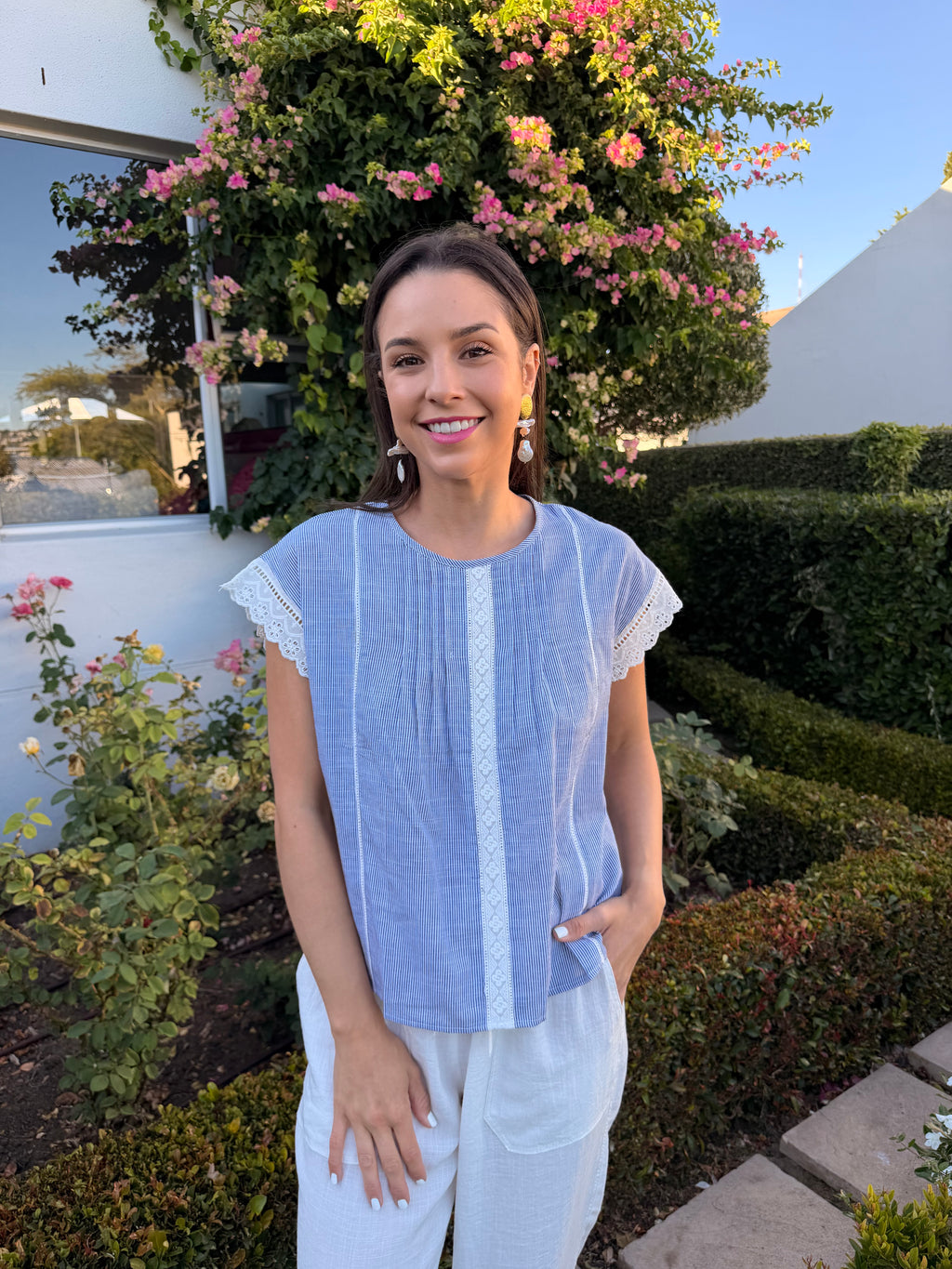 Mirna Italian blouse - Blue stripe