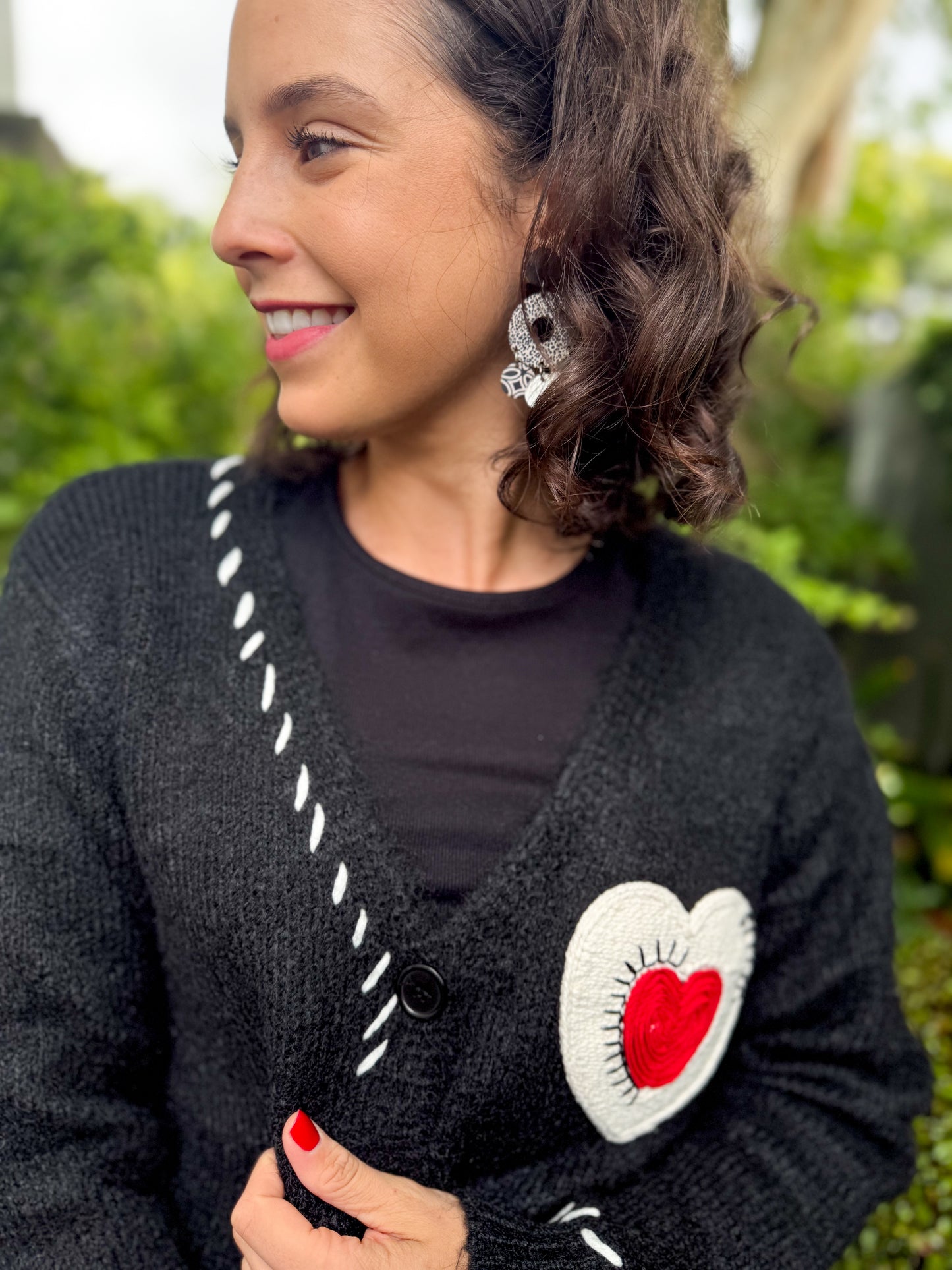 Lana wool cardigan - Queen of hearts