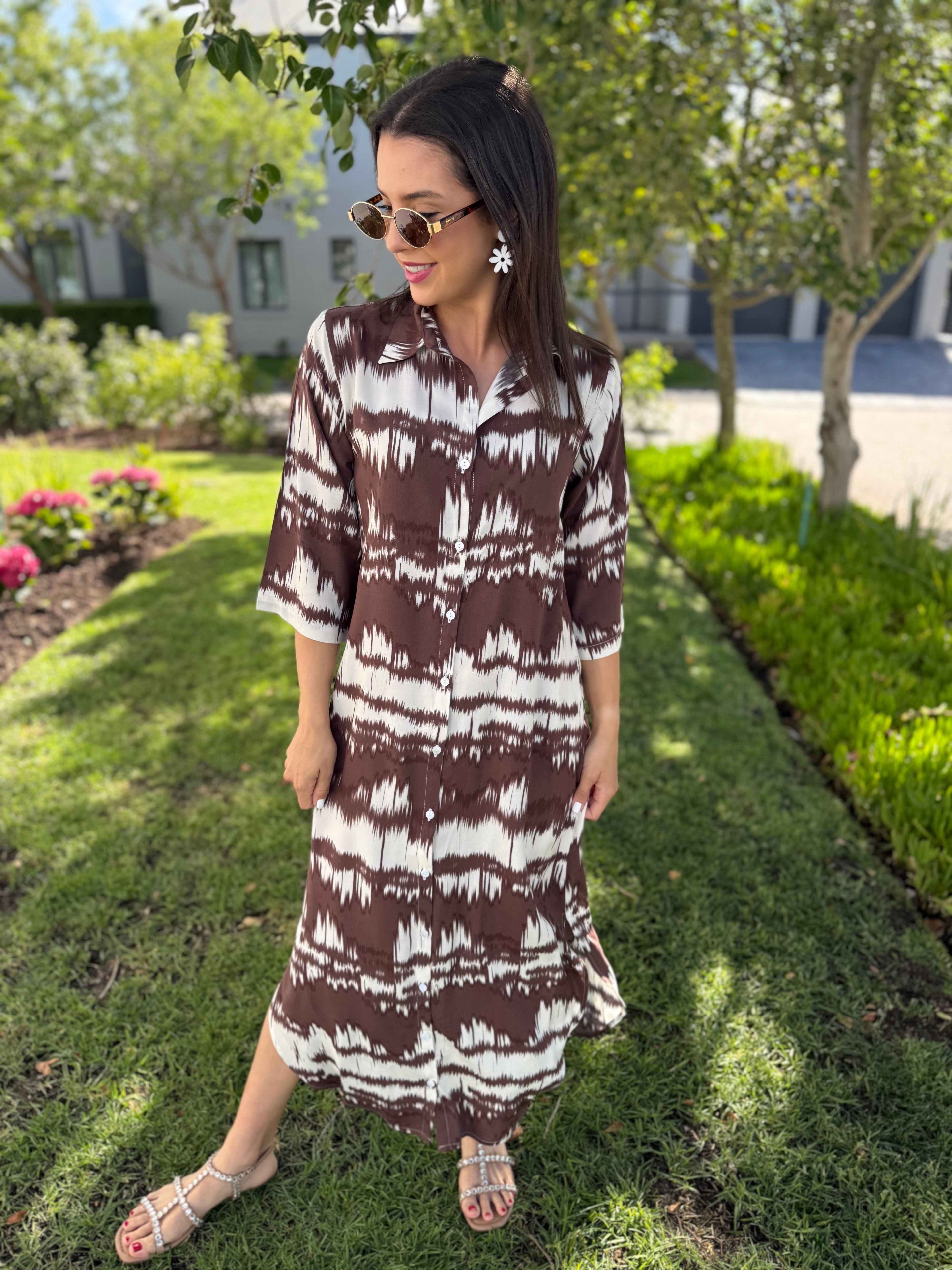 Jennifer dress- Mocha ikat
