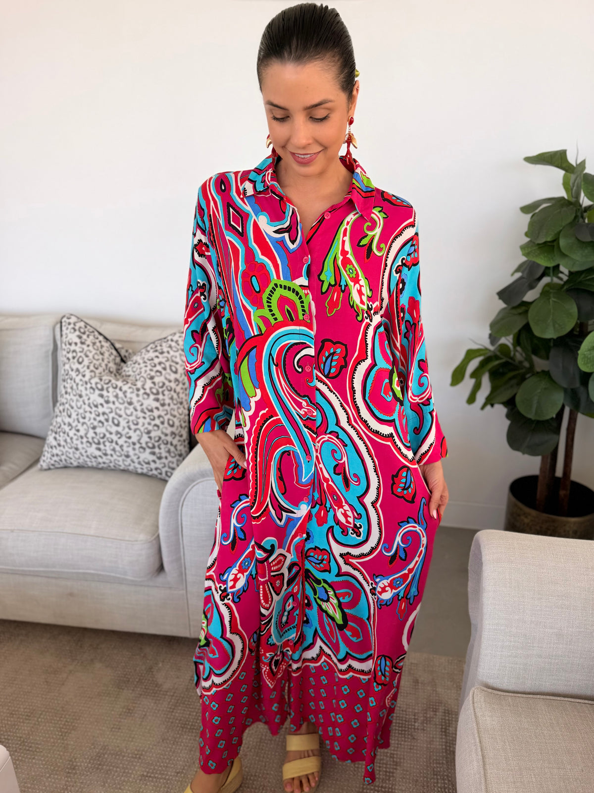 Gerda dress - Pink paisley