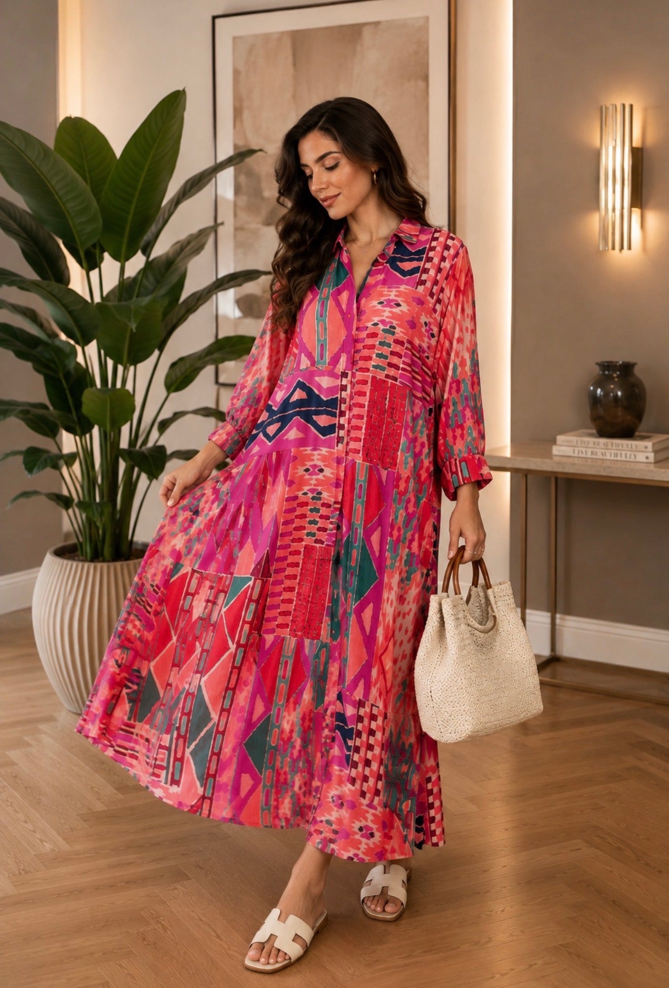 Jené dress - Pink ikat