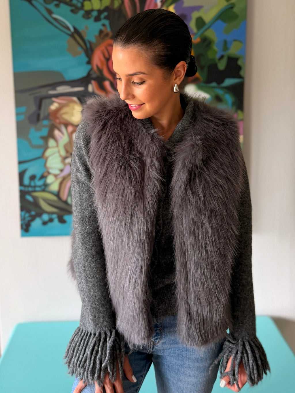 Fringe knit - Charcoal grey