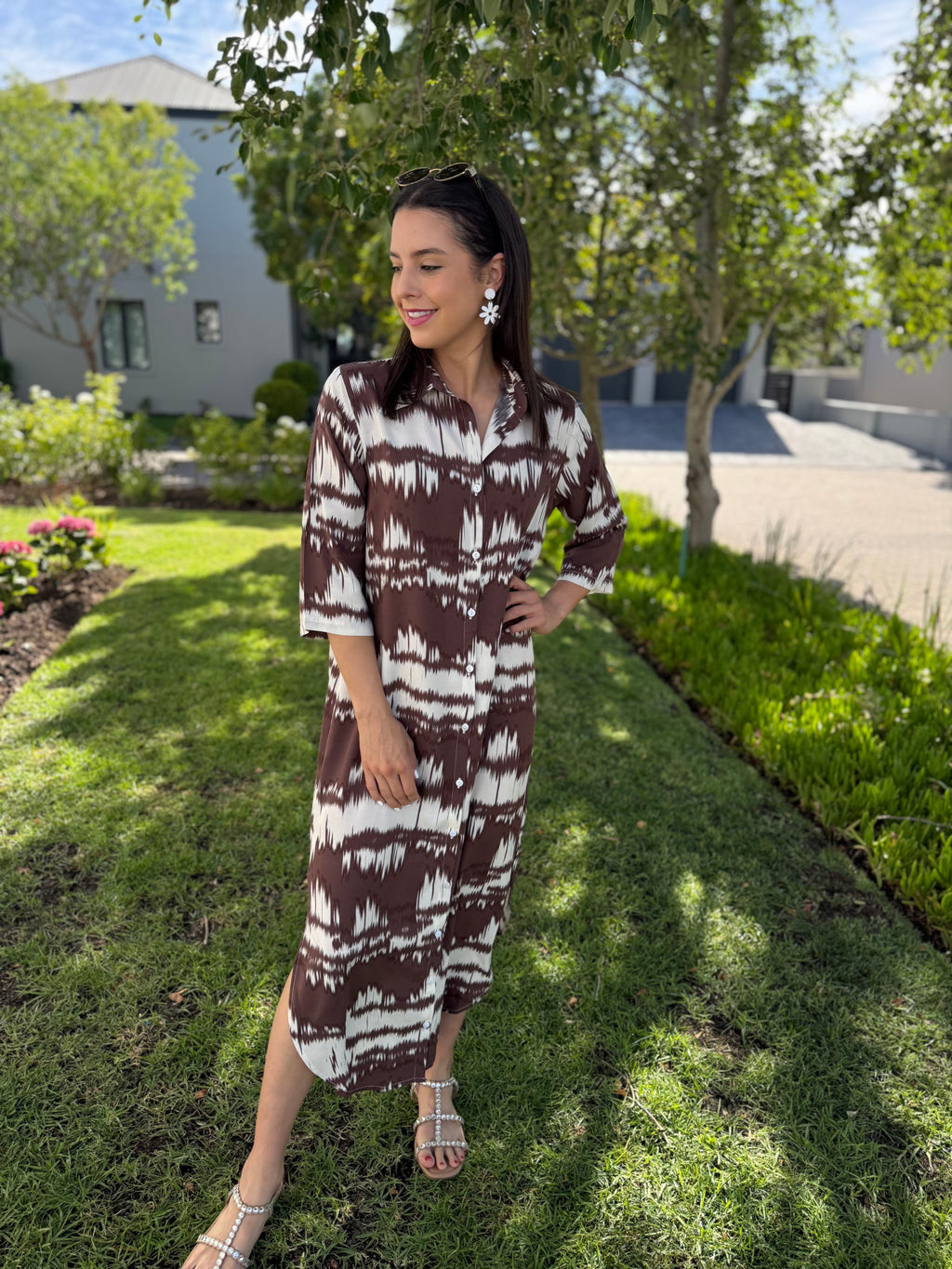 Jennifer dress- Mocha ikat