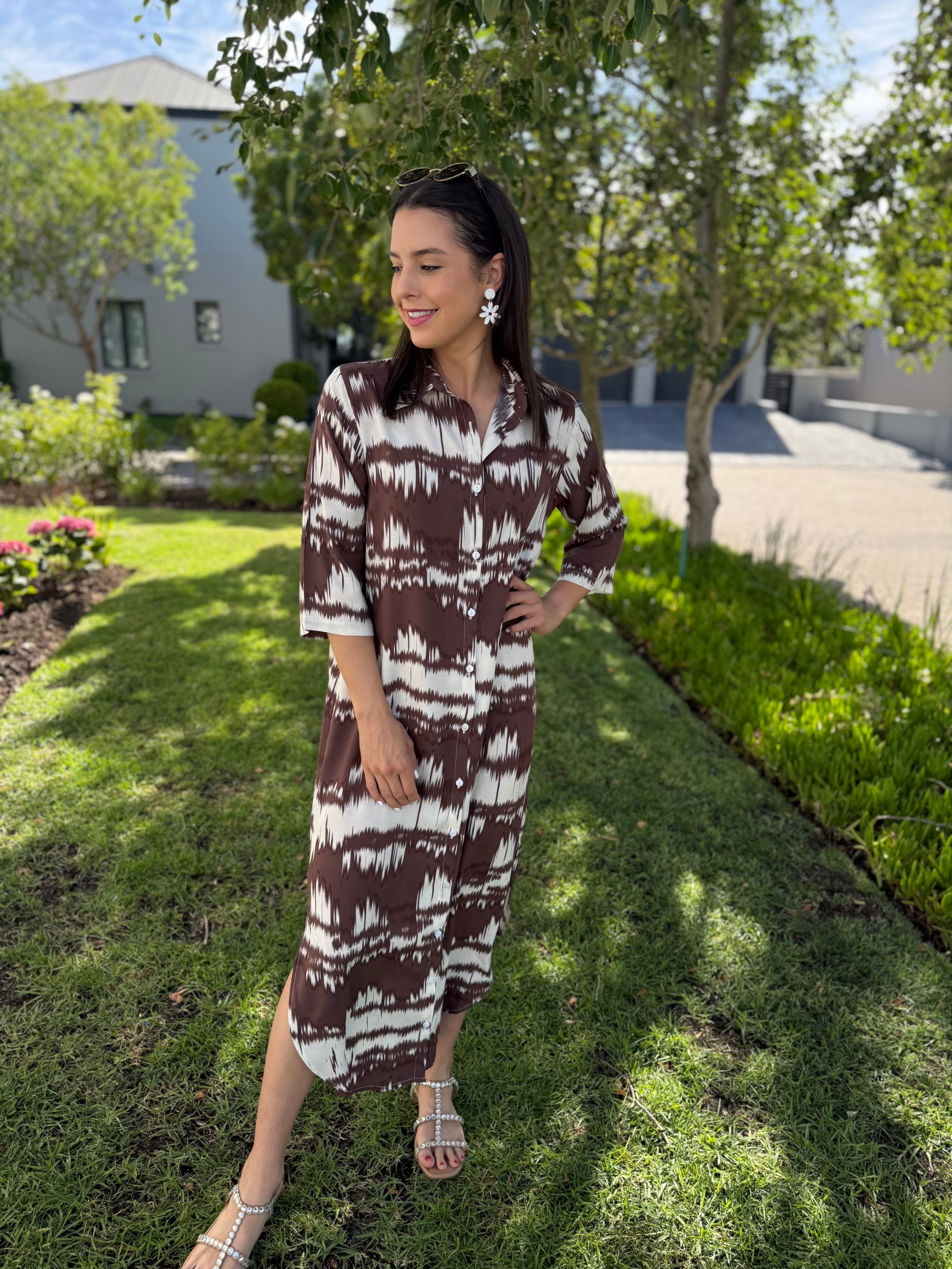 Jennifer dress- Mocha ikat