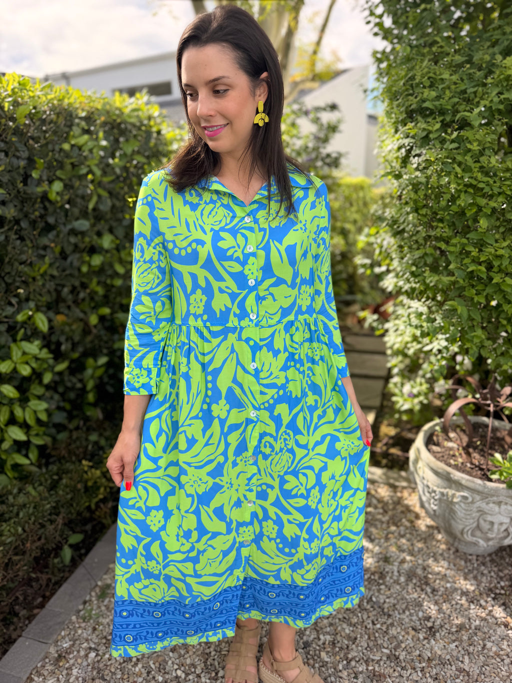 Viva dress - Lime & Blue