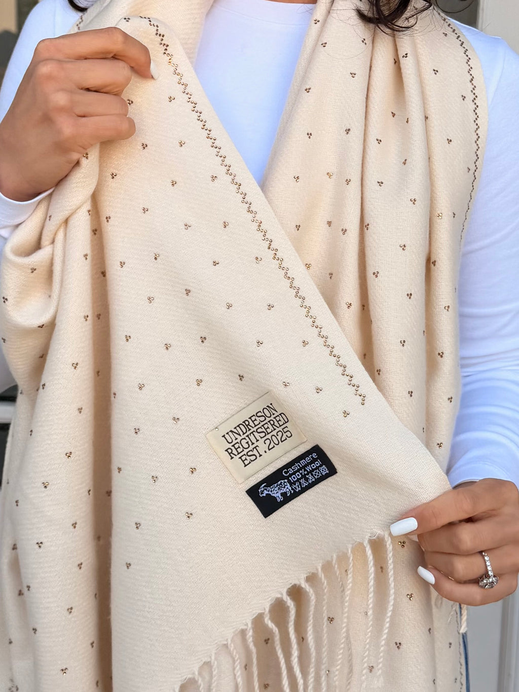 Cashmere shimmer scarf - Cream