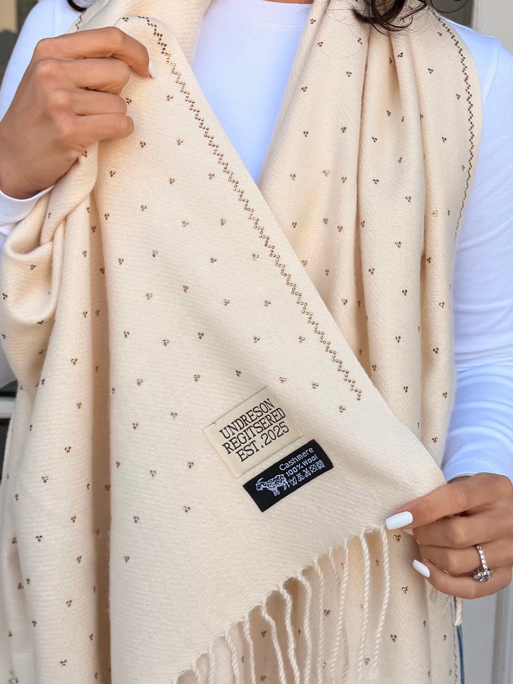 Cashmere shimmer scarf - Cream