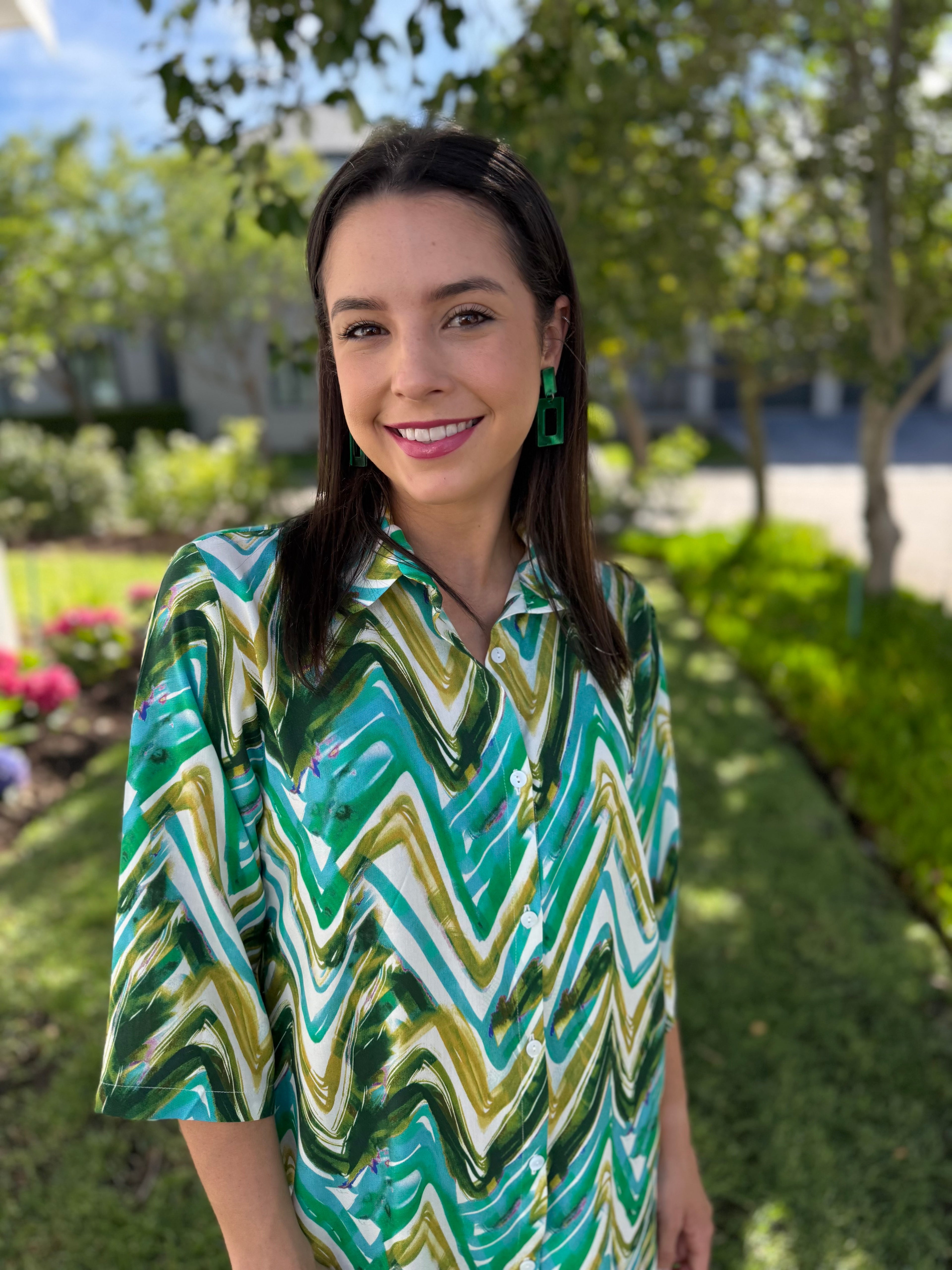 Jennifer dress - Green Zig zag