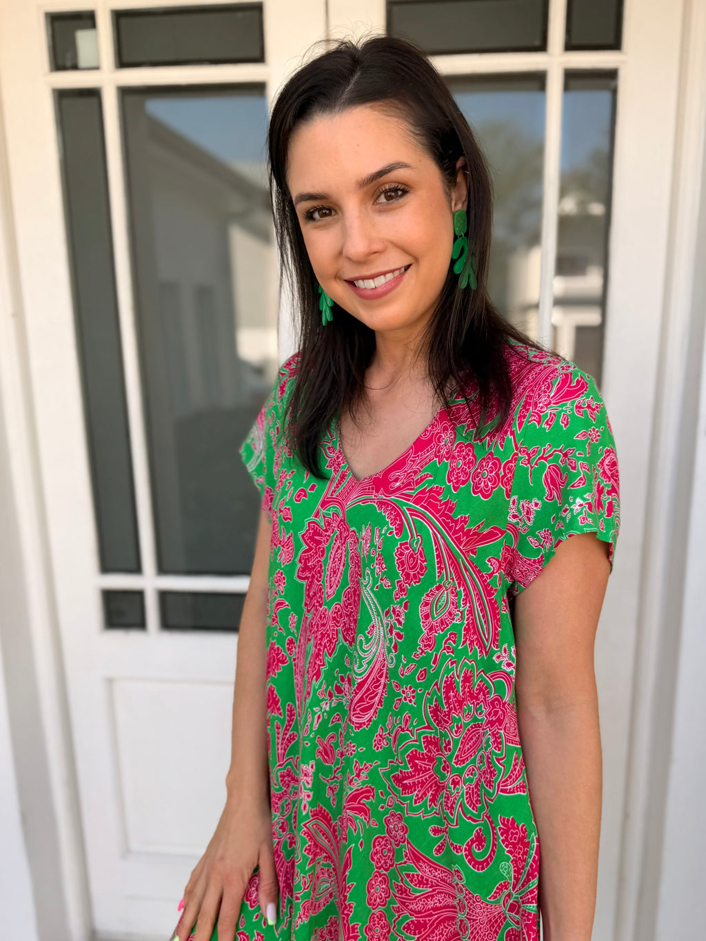 Vinnie dress - Green & Pink