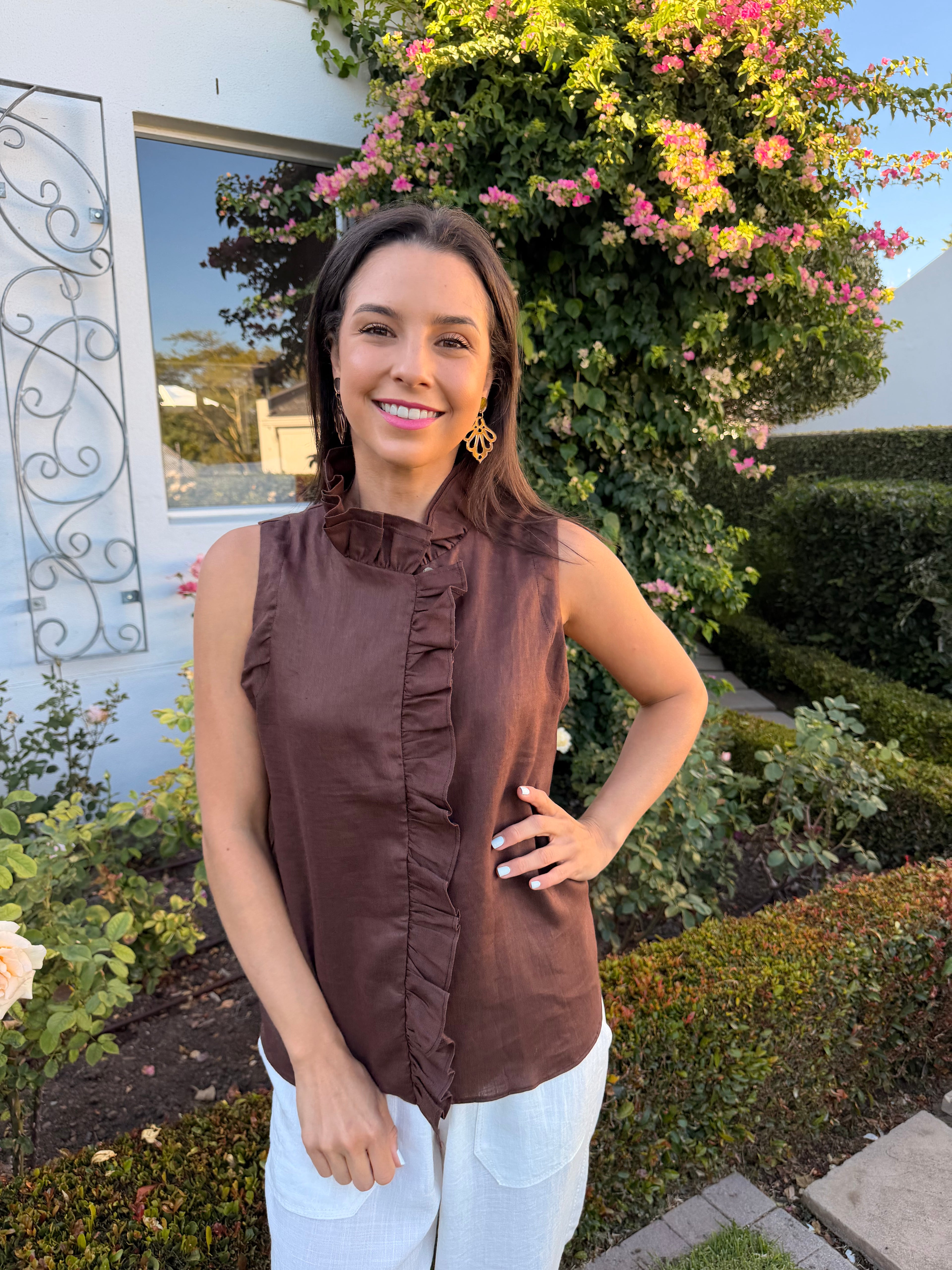 Rose Italian blouse - Brown linen