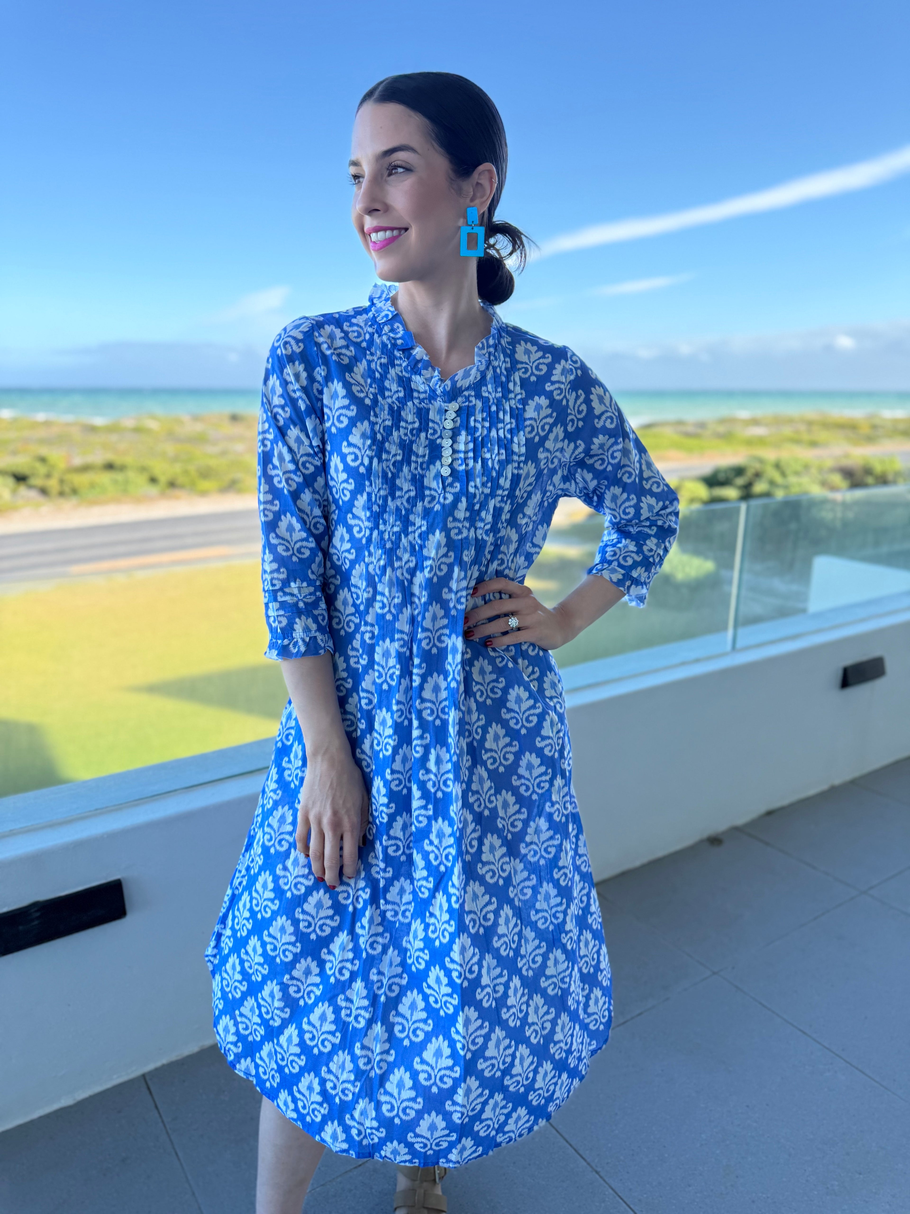 Memia dress - Blue and white