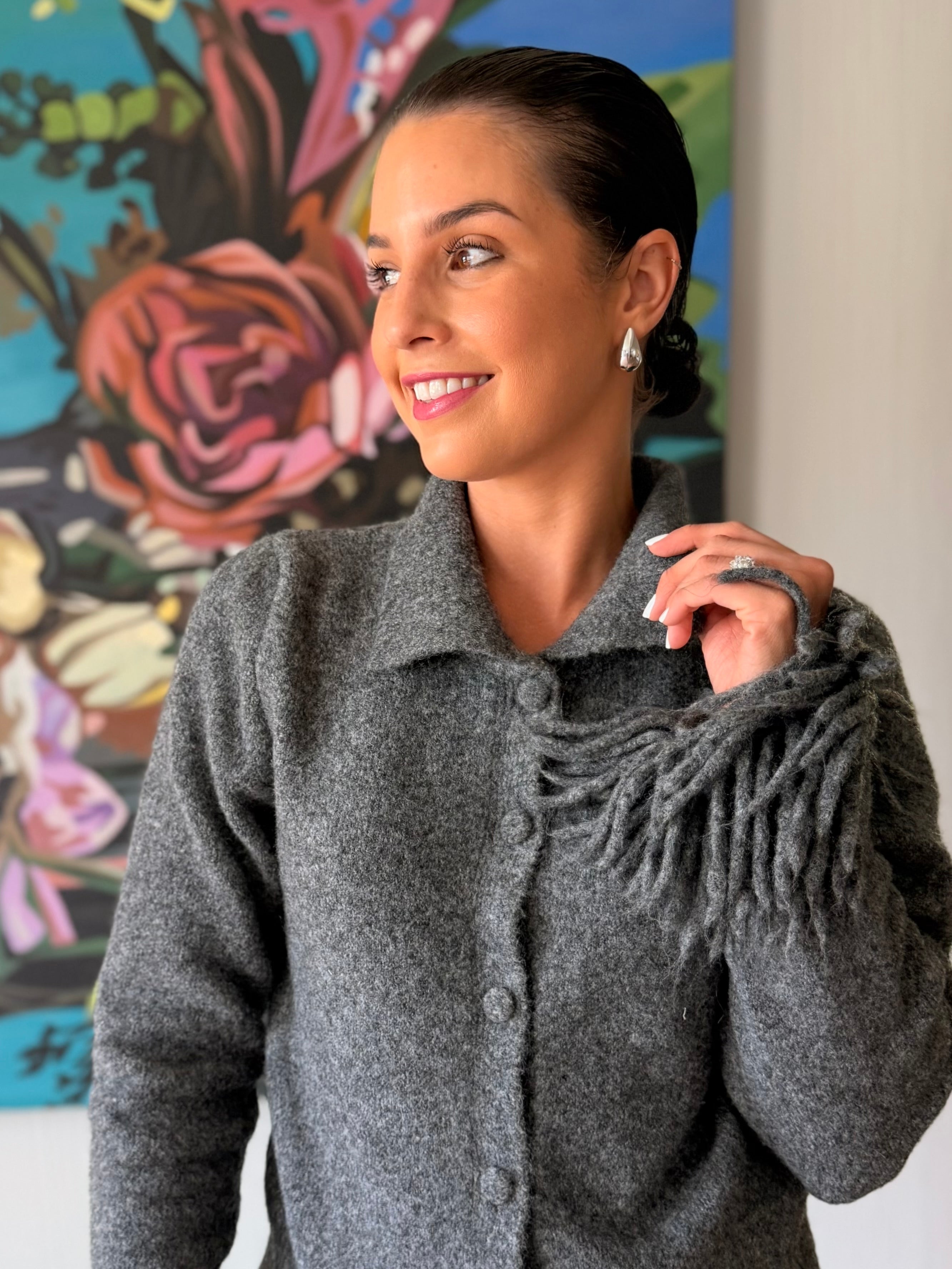 Roxy fringe knit - Grey