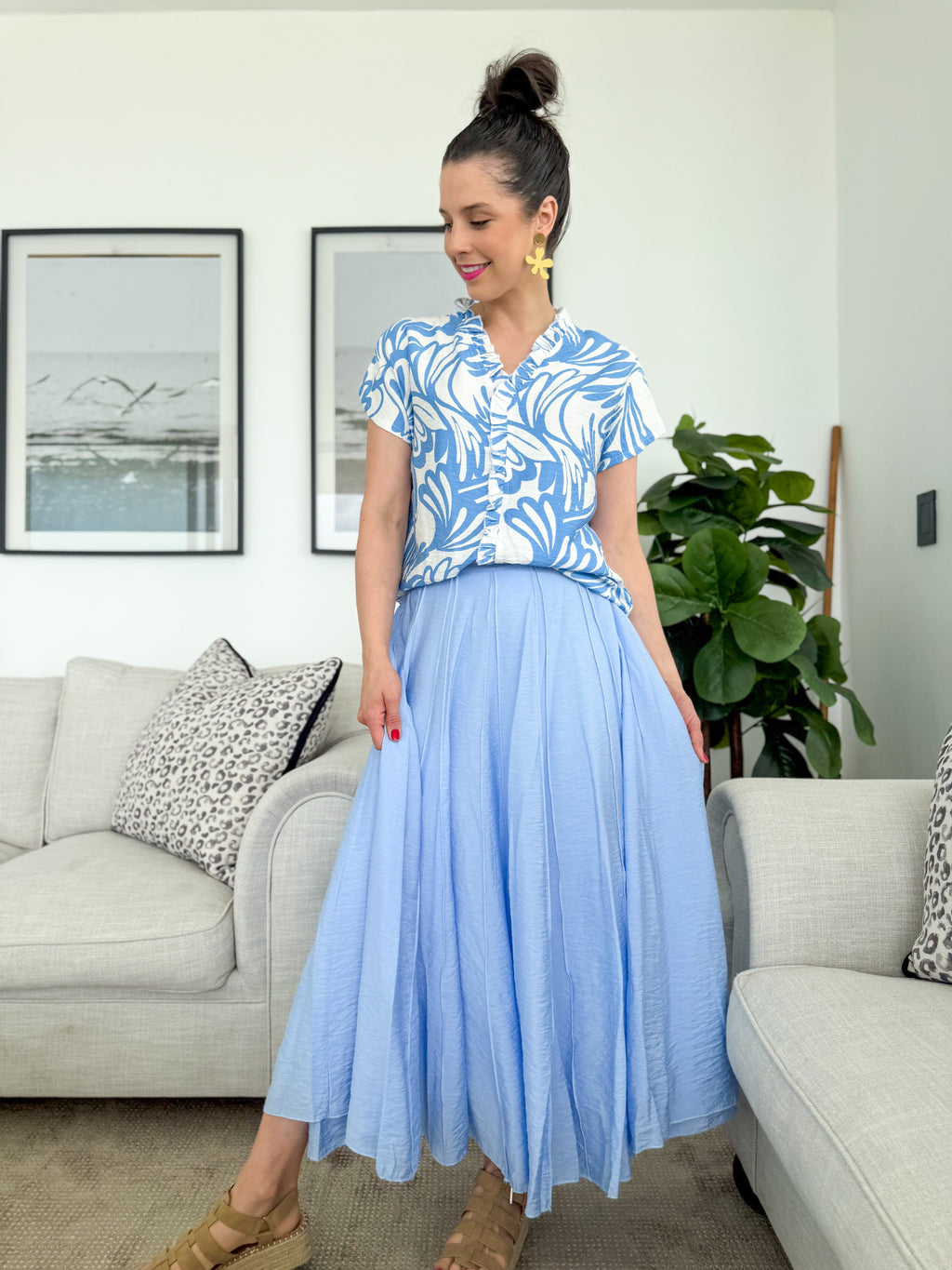Anelia top- Blue swirl