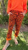 Italian pants - Orange leopard