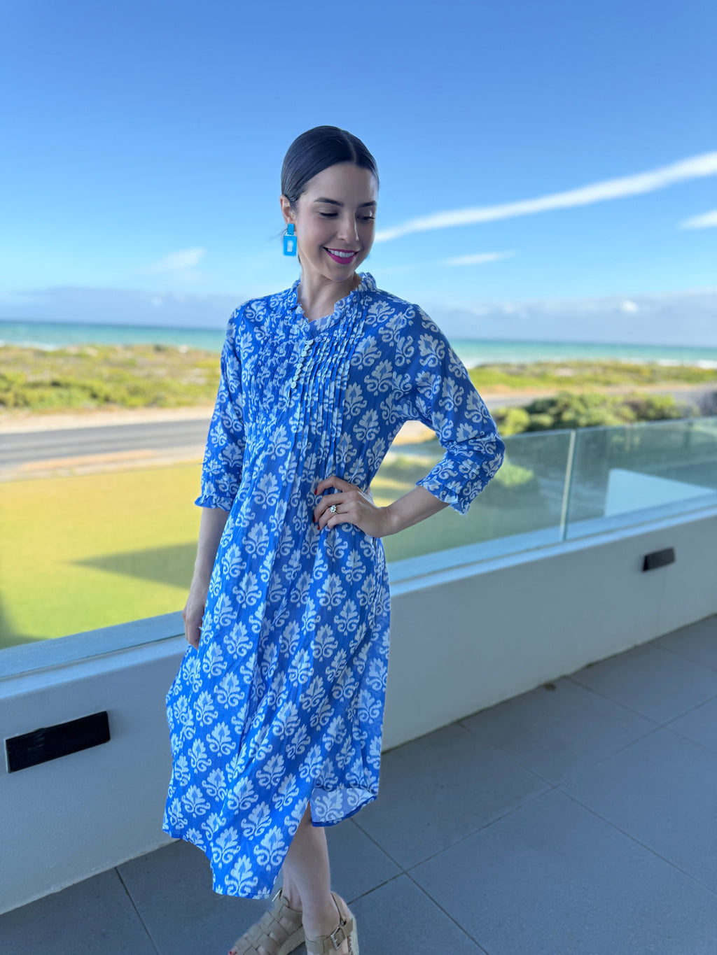 Memia dress - Blue and white