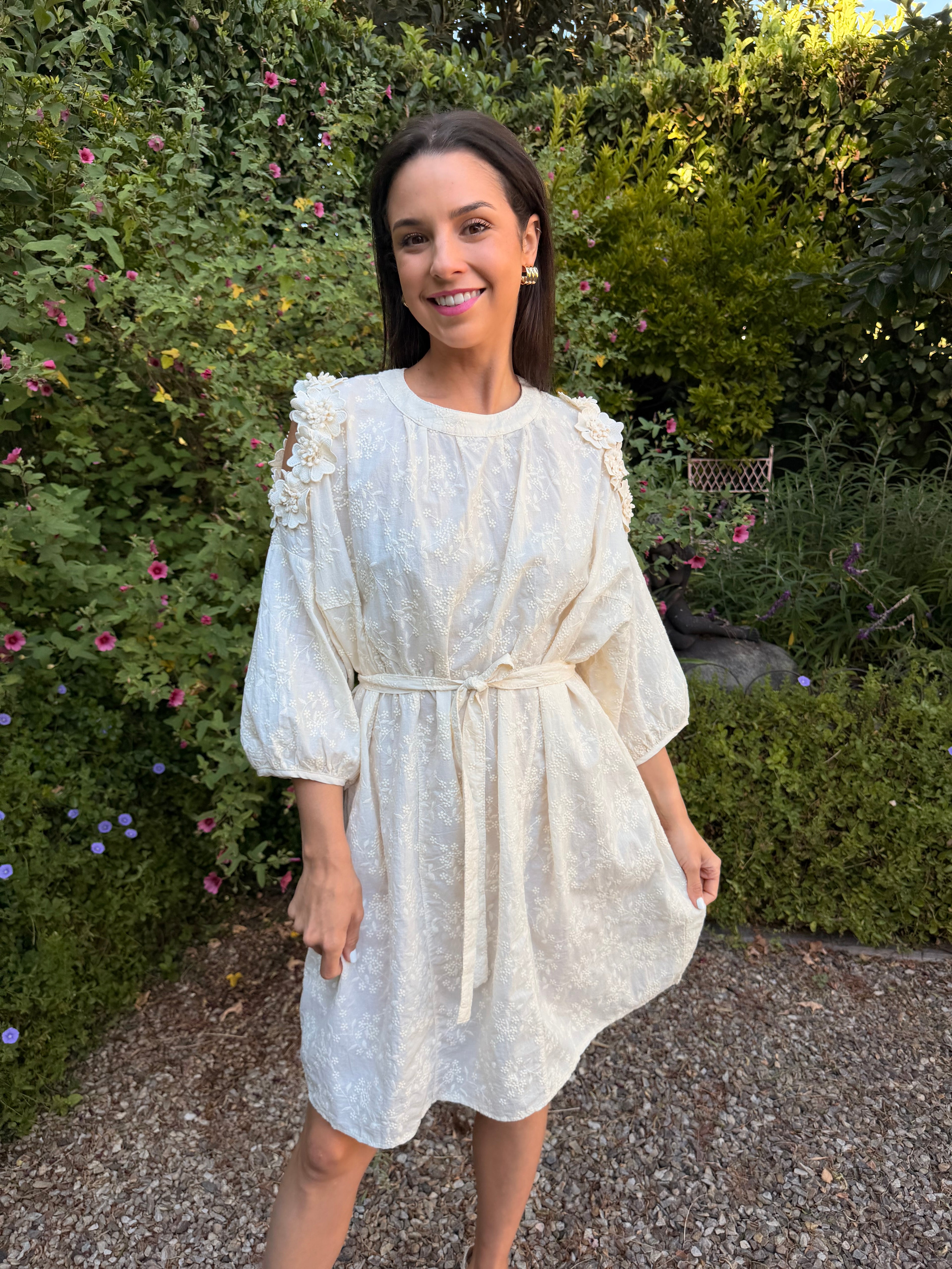 Liliana Italian dress - Cream anglaise