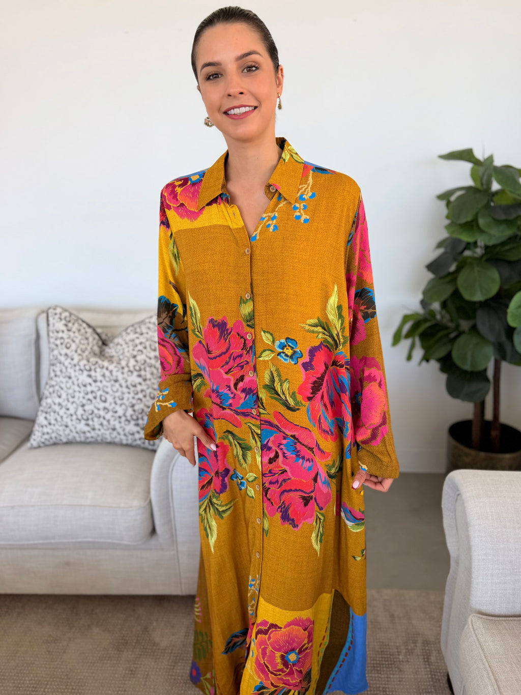 Luna dress - Mustard Floral