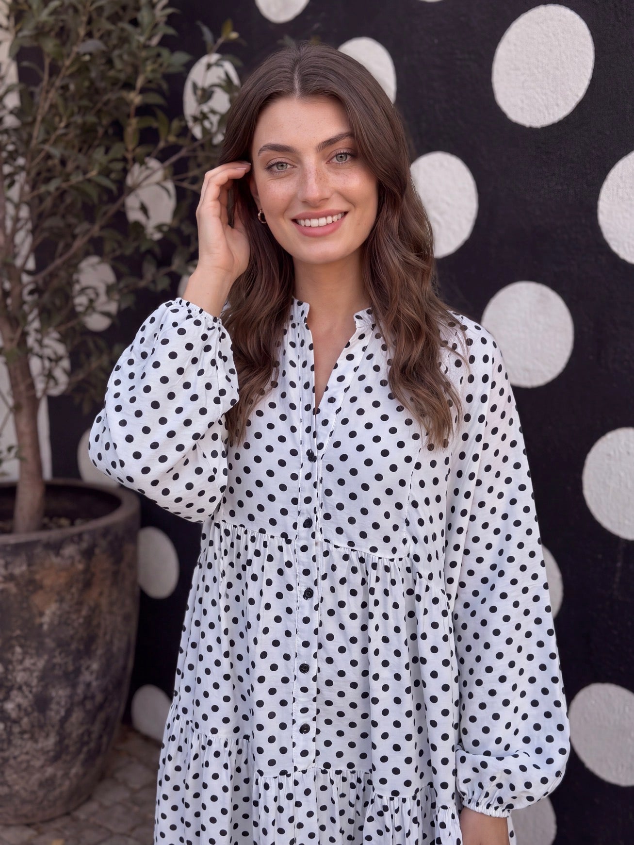 Jenna dress - Black polka dot
