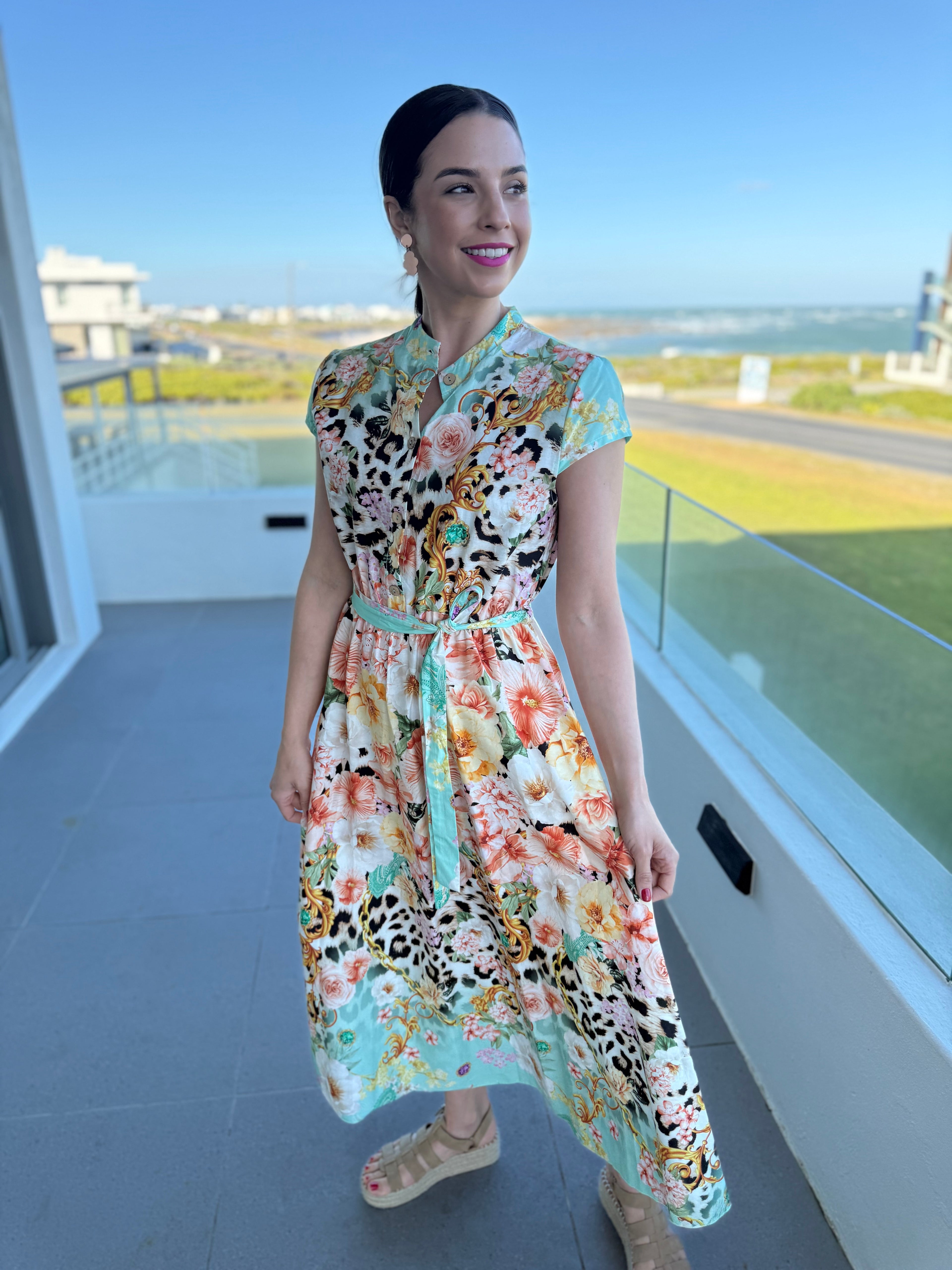 Bibi dress - Aqua Leopard