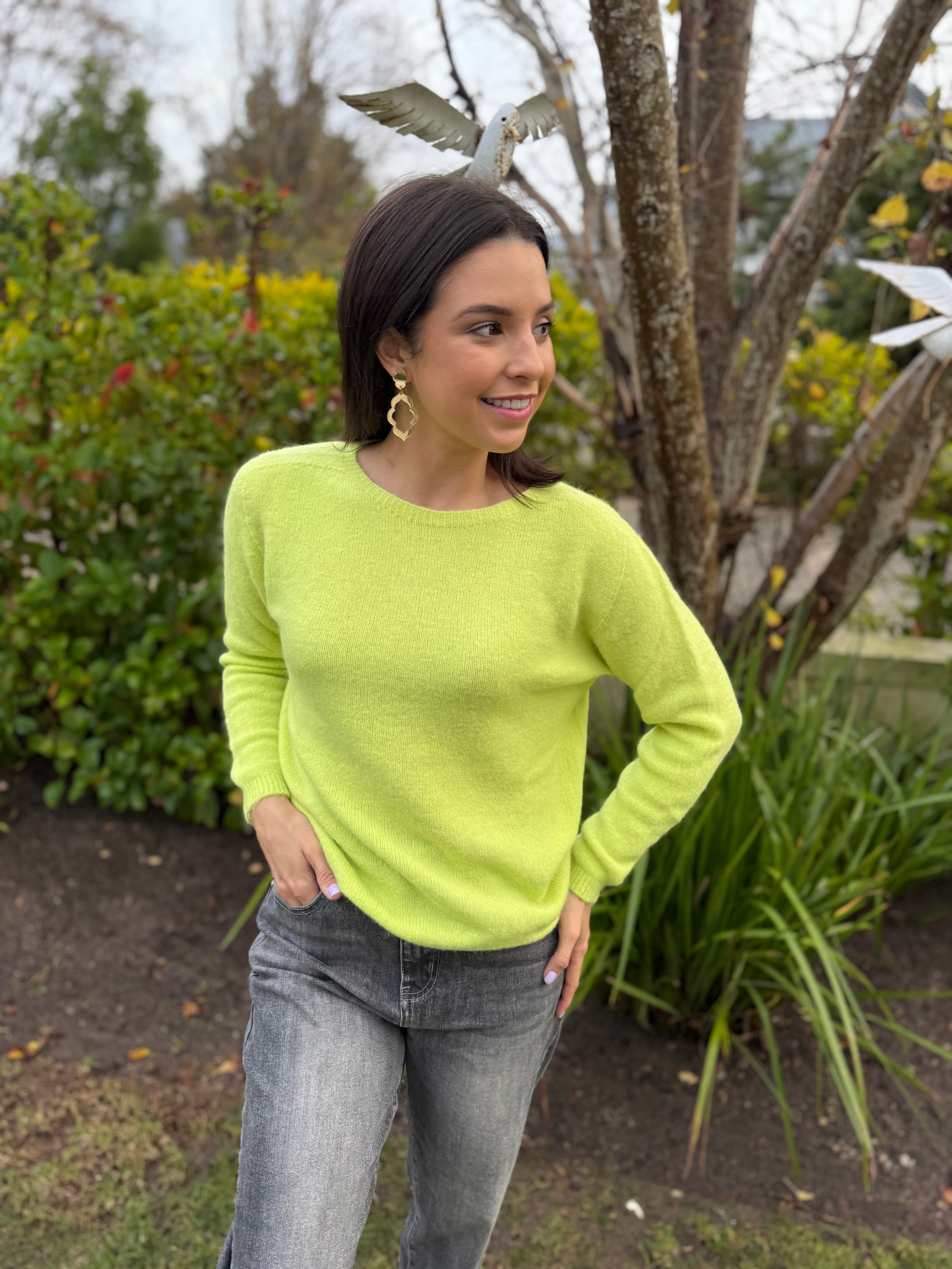Baby alpaca knit (Round neck) - Lime