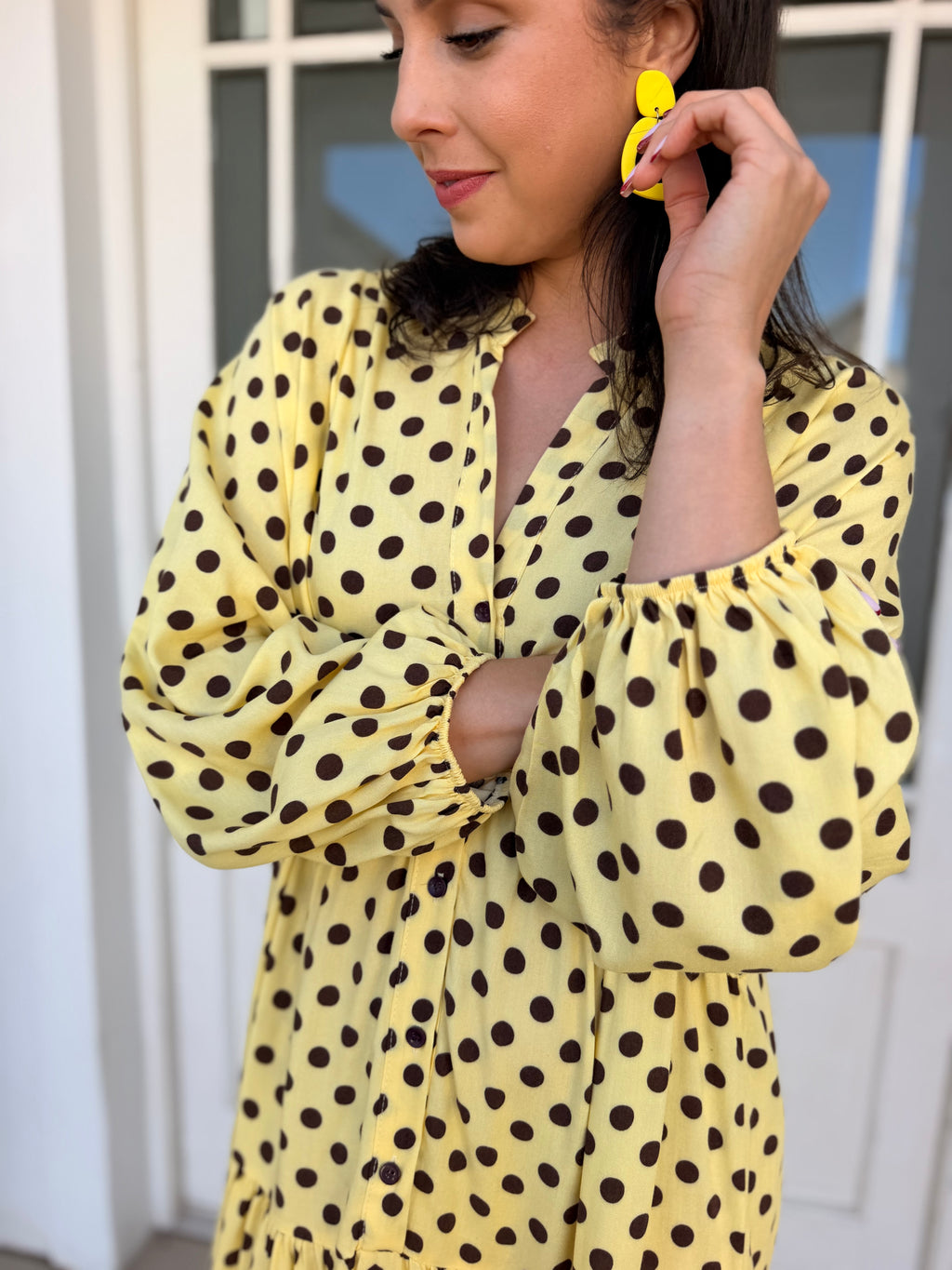 Jenna dress - Yellow polka dot
