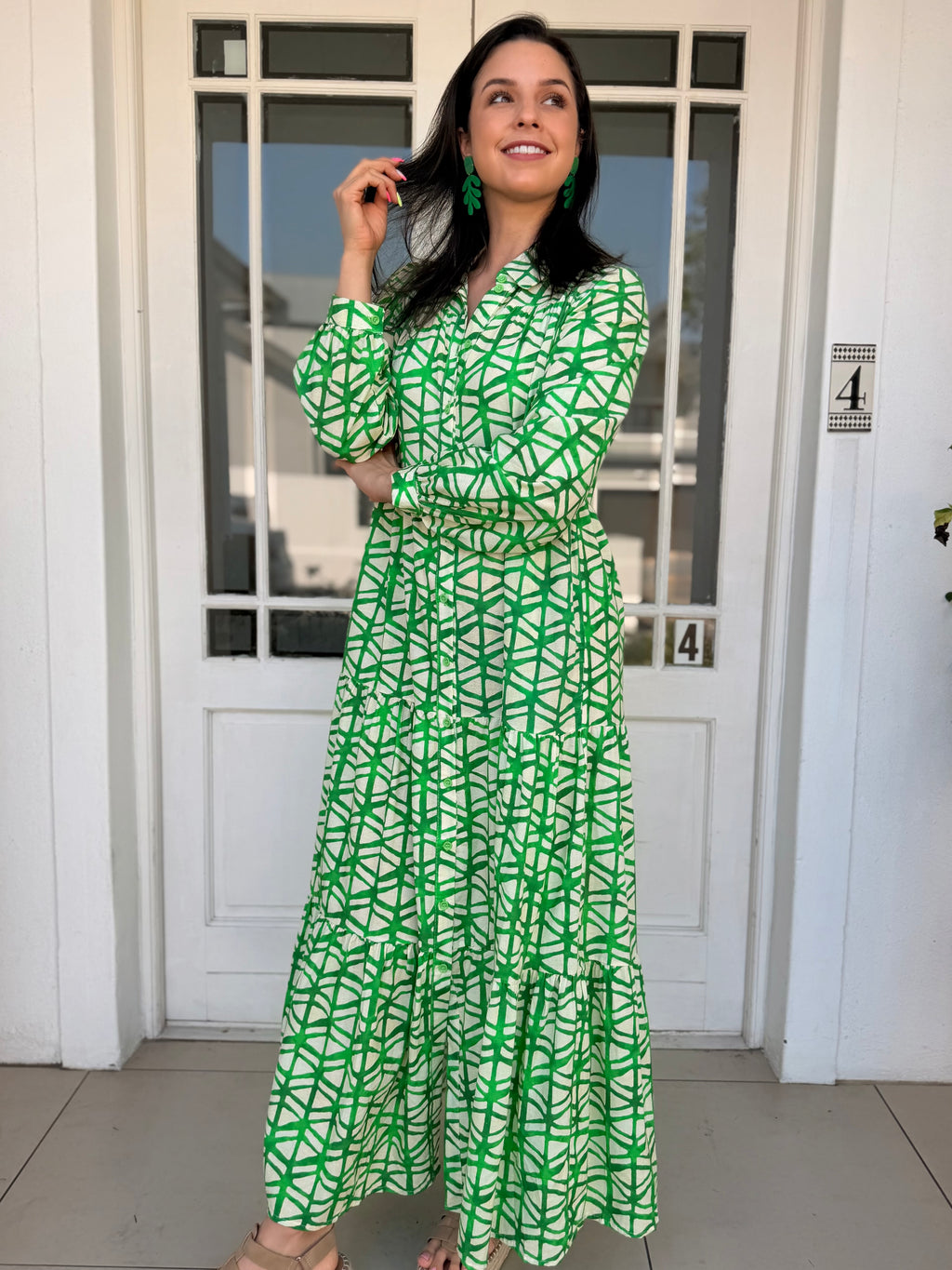 Gillian dress - Geometric green