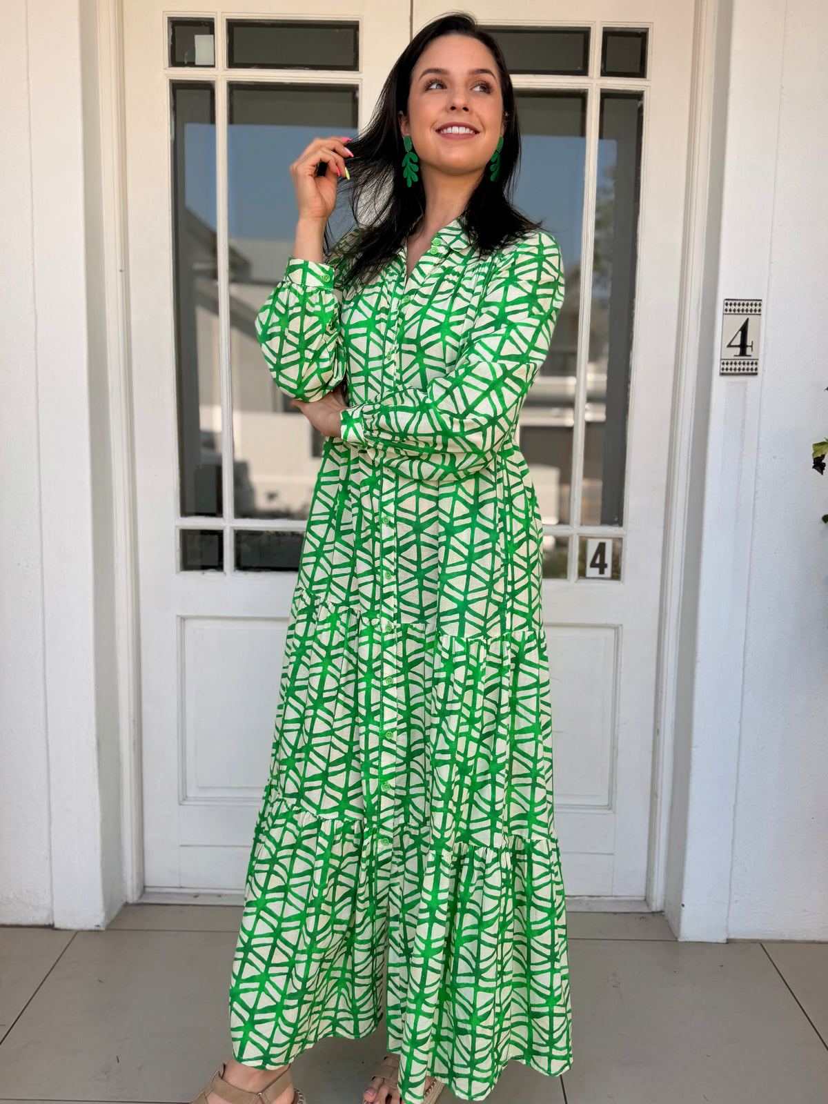 Gillian dress - Geometric green