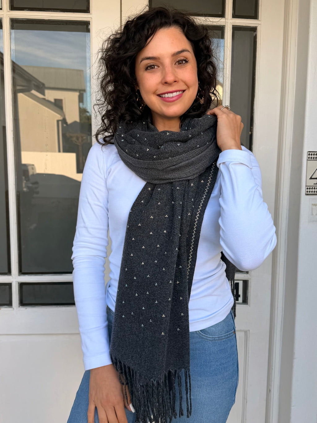 Cashmere shimmer scarf - Charcoal