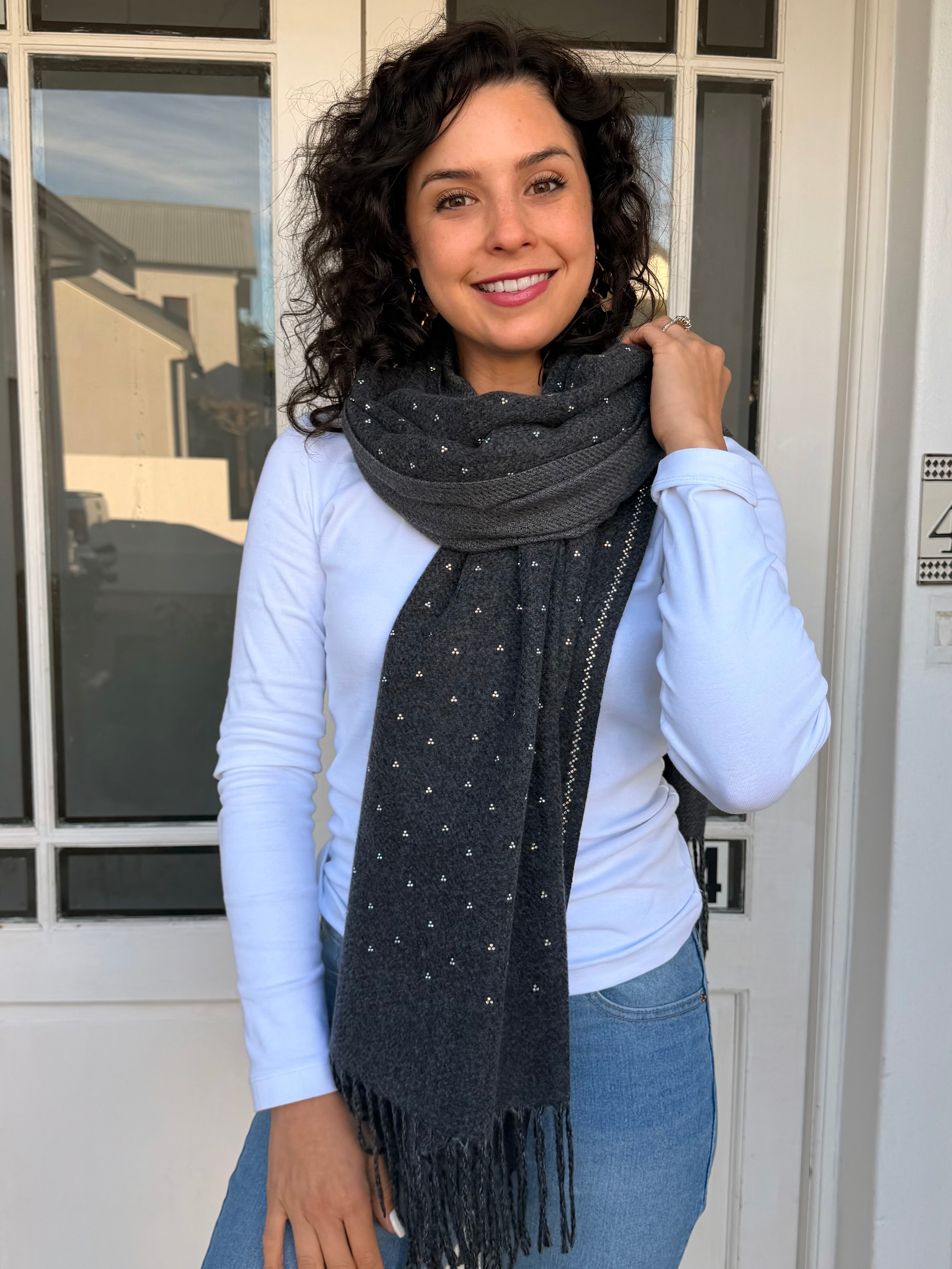 Cashmere shimmer scarf - Charcoal