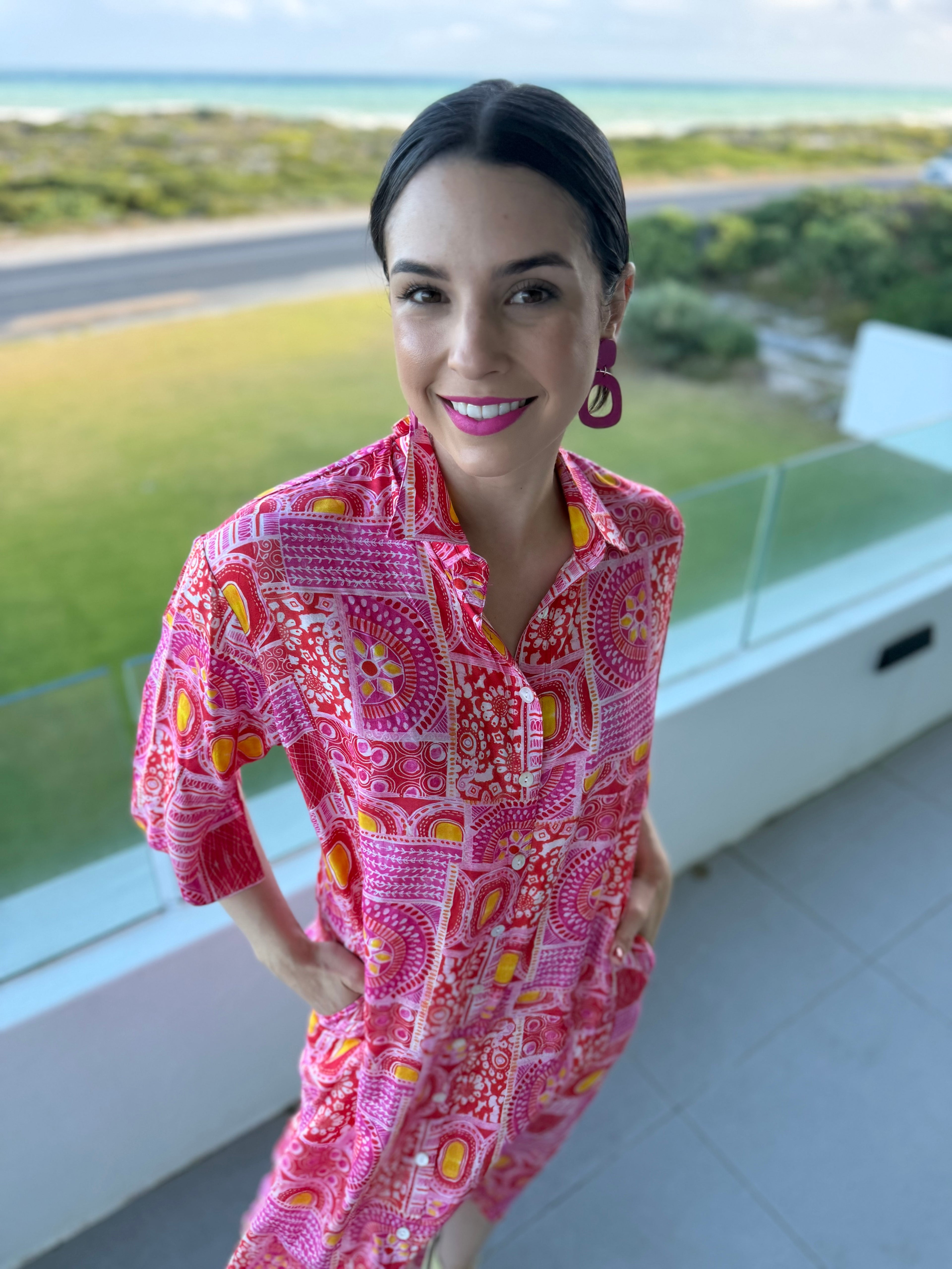 Jackie dress- Geo Pink