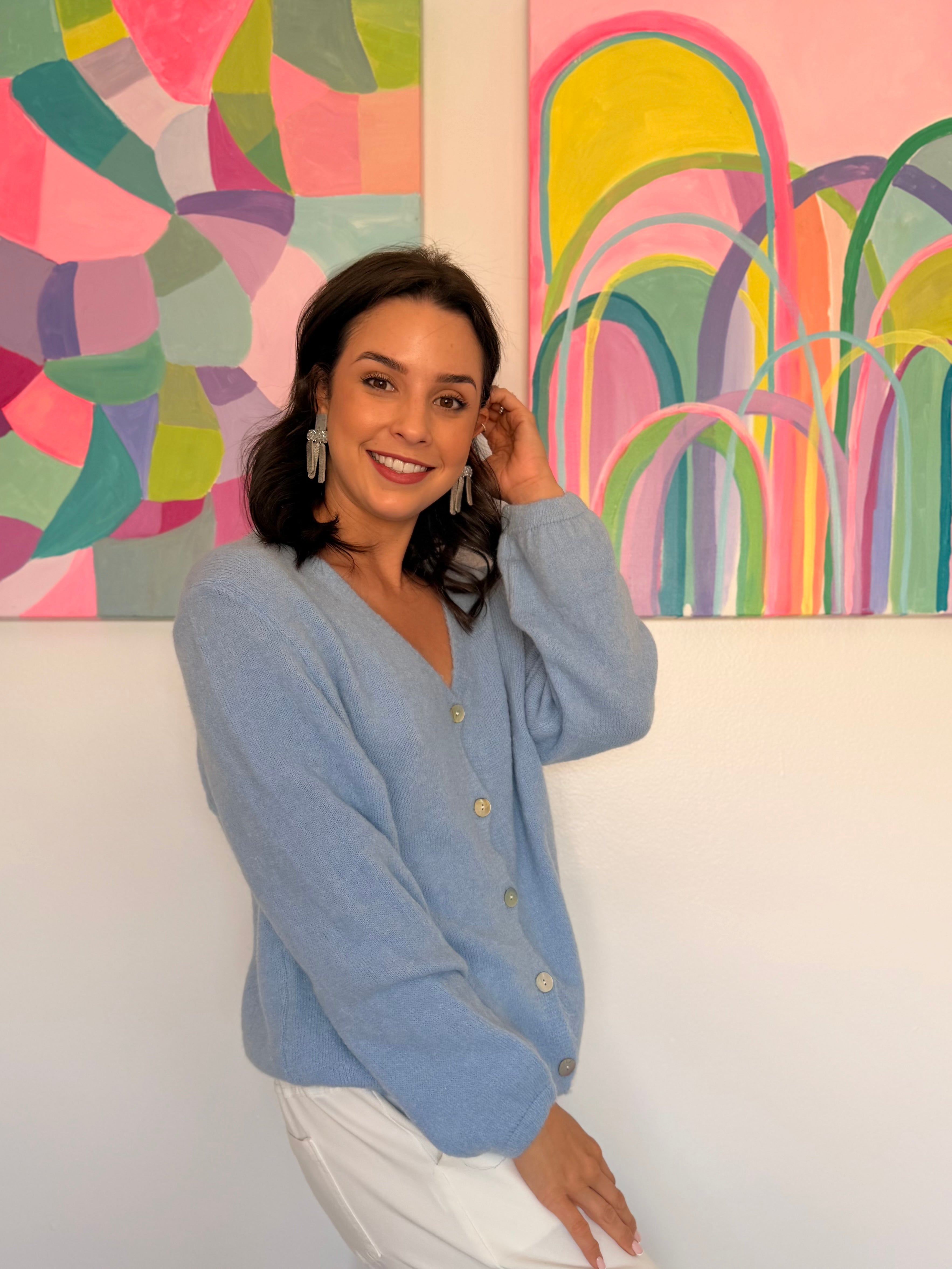 Alpaca cardigan knit - Blue