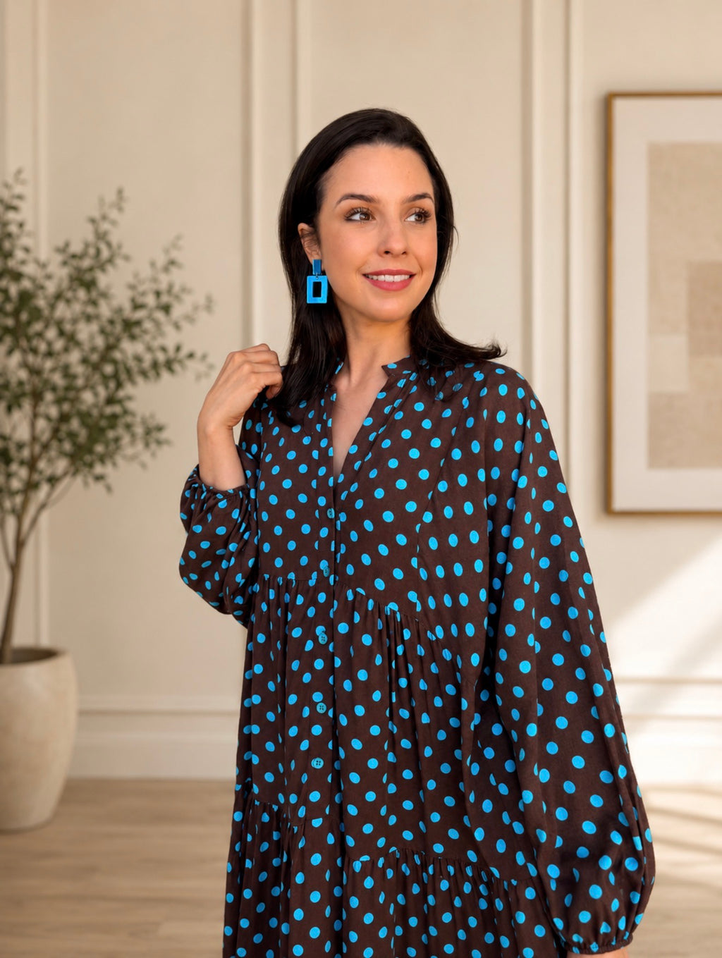 Jenna dress - Brown polka dots