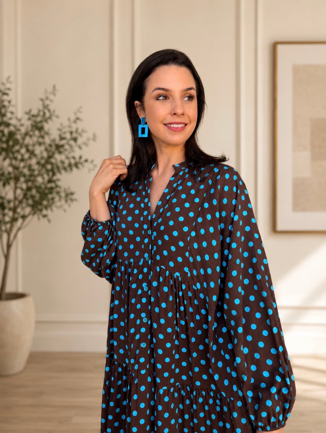 Jenna dress - Brown polka dots