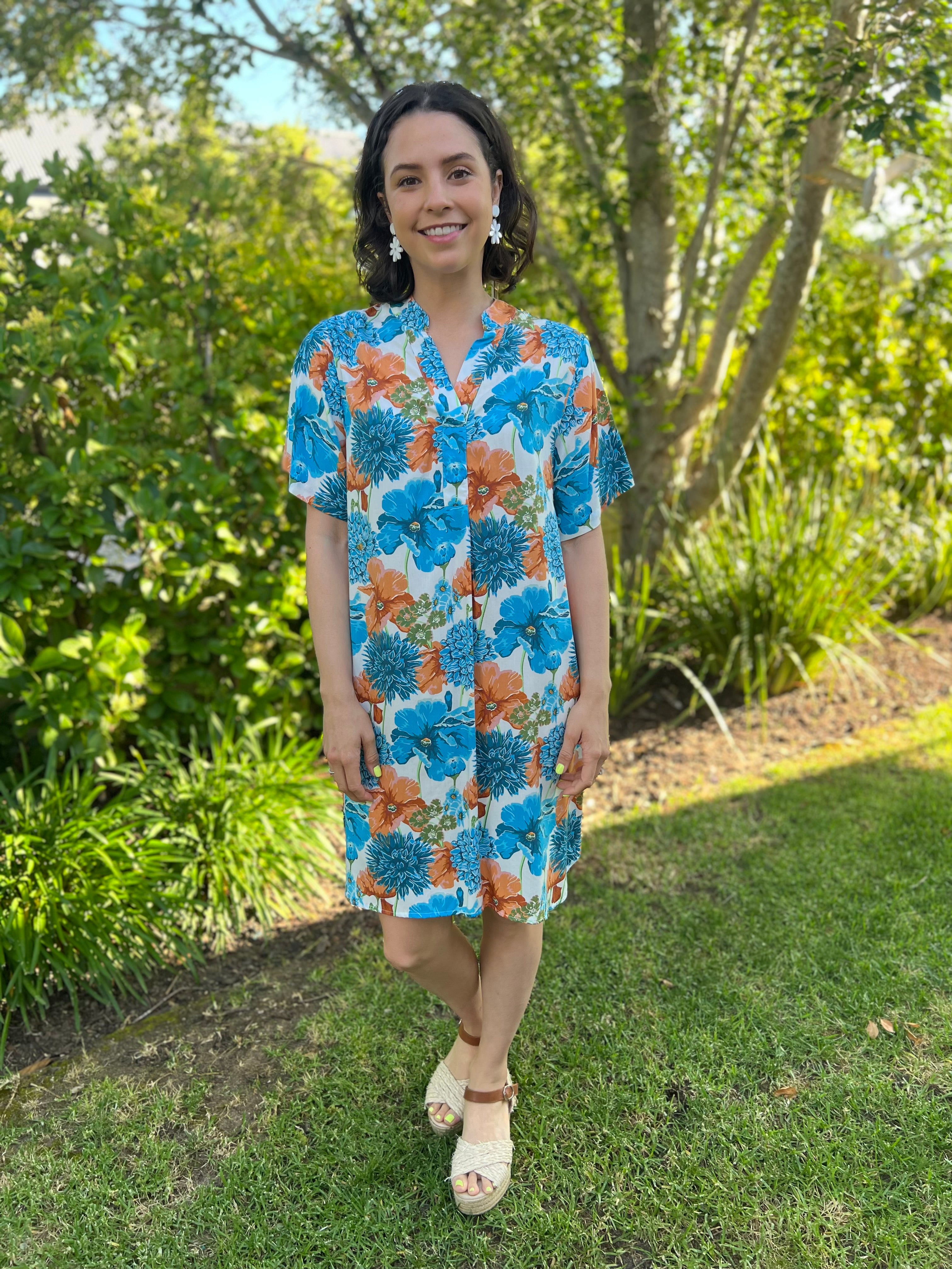 Jean dress - Blue floral