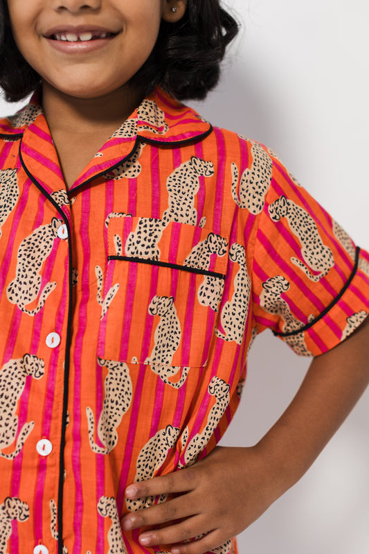 Girls sleep dress - Pink & orange tiger