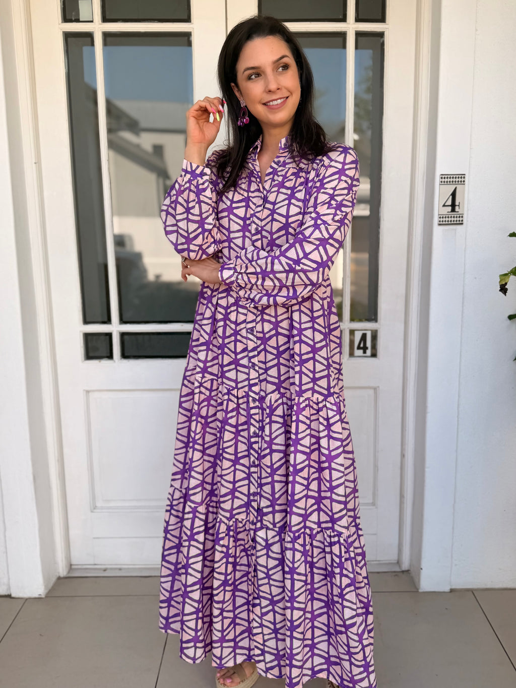 Gillian dress - Geometric purple