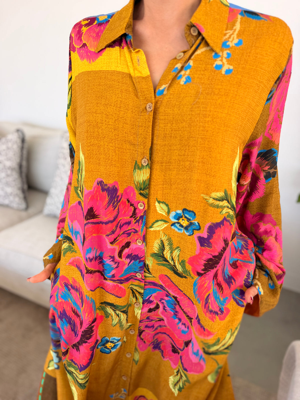 Luna dress - Mustard Floral