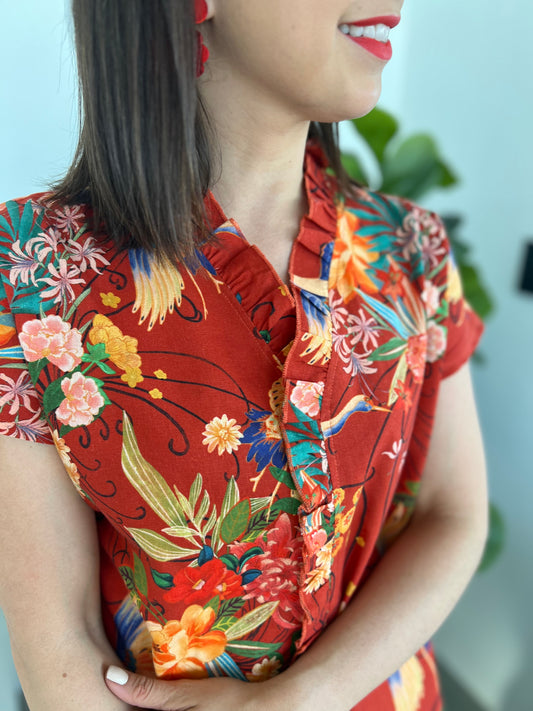 Anelia top - Maroon bird