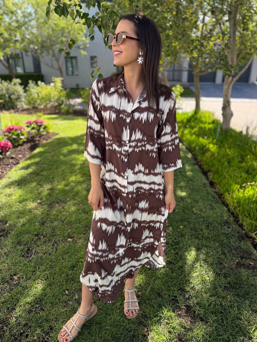 Jennifer dress- Mocha ikat