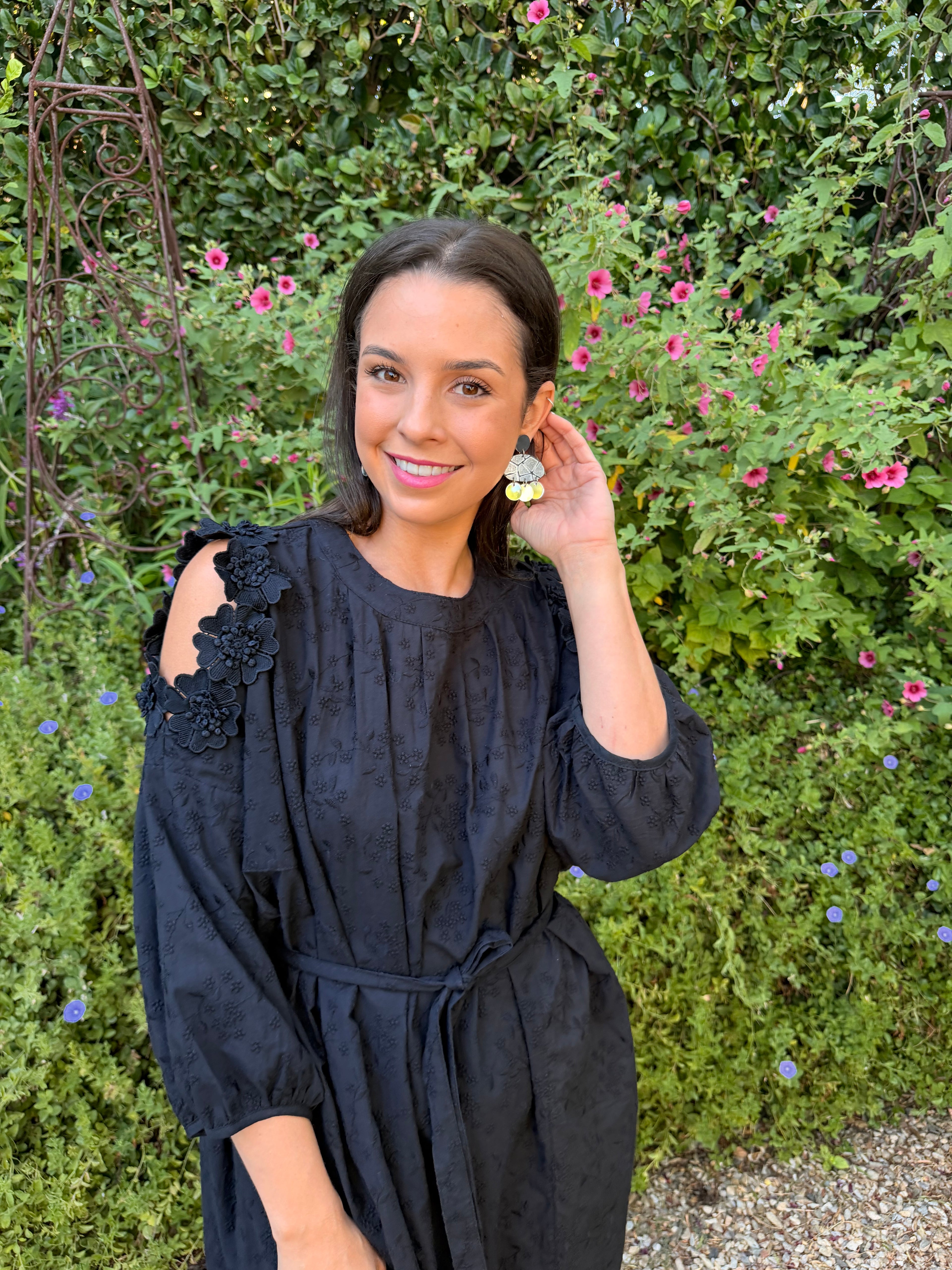 Liliana Italian dress - Black anglaise