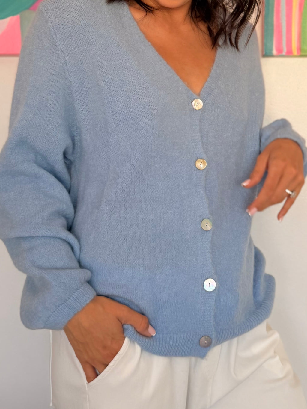 Alpaca cardigan knit - Blue