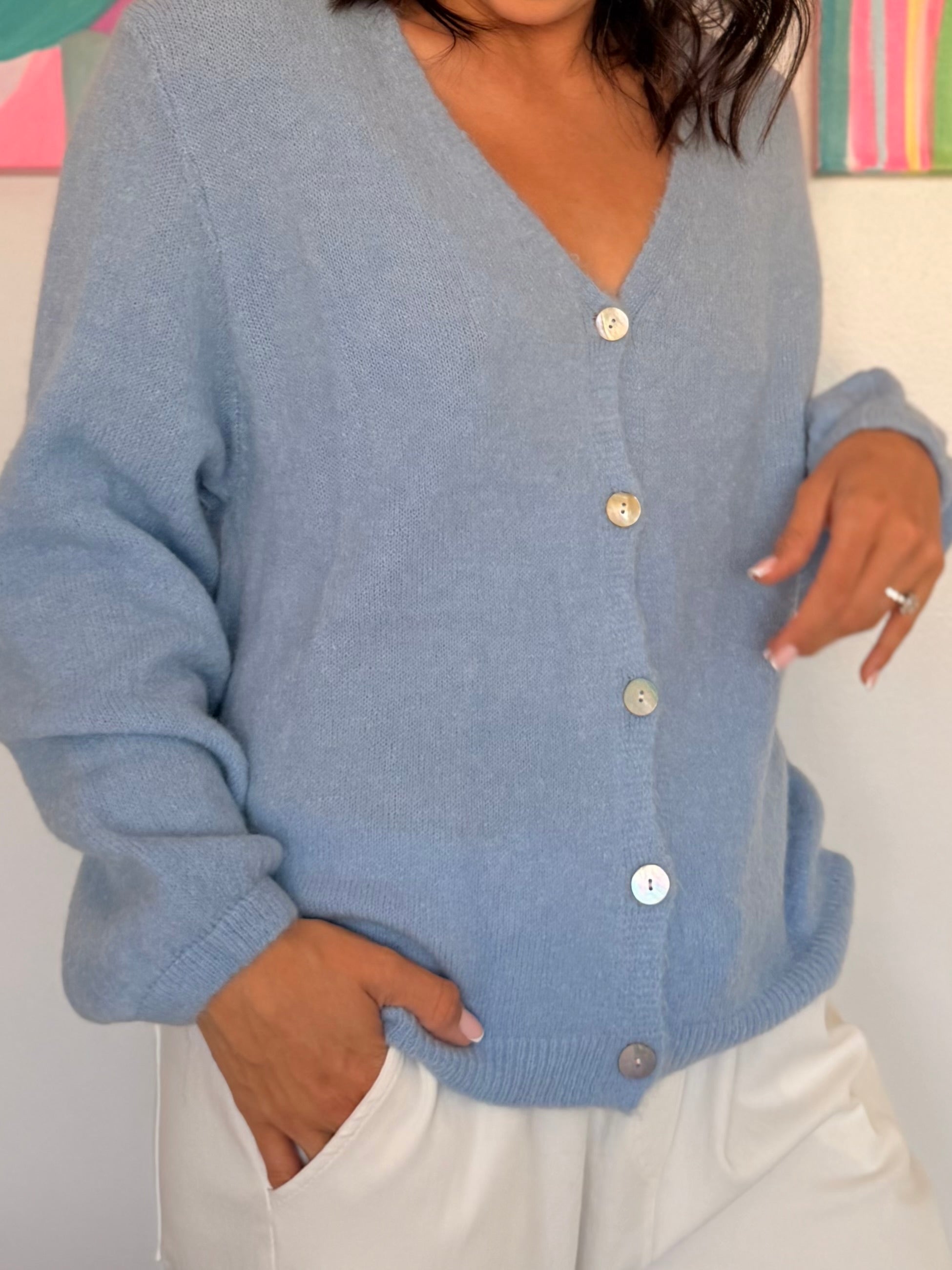 Alpaca cardigan knit - Blue