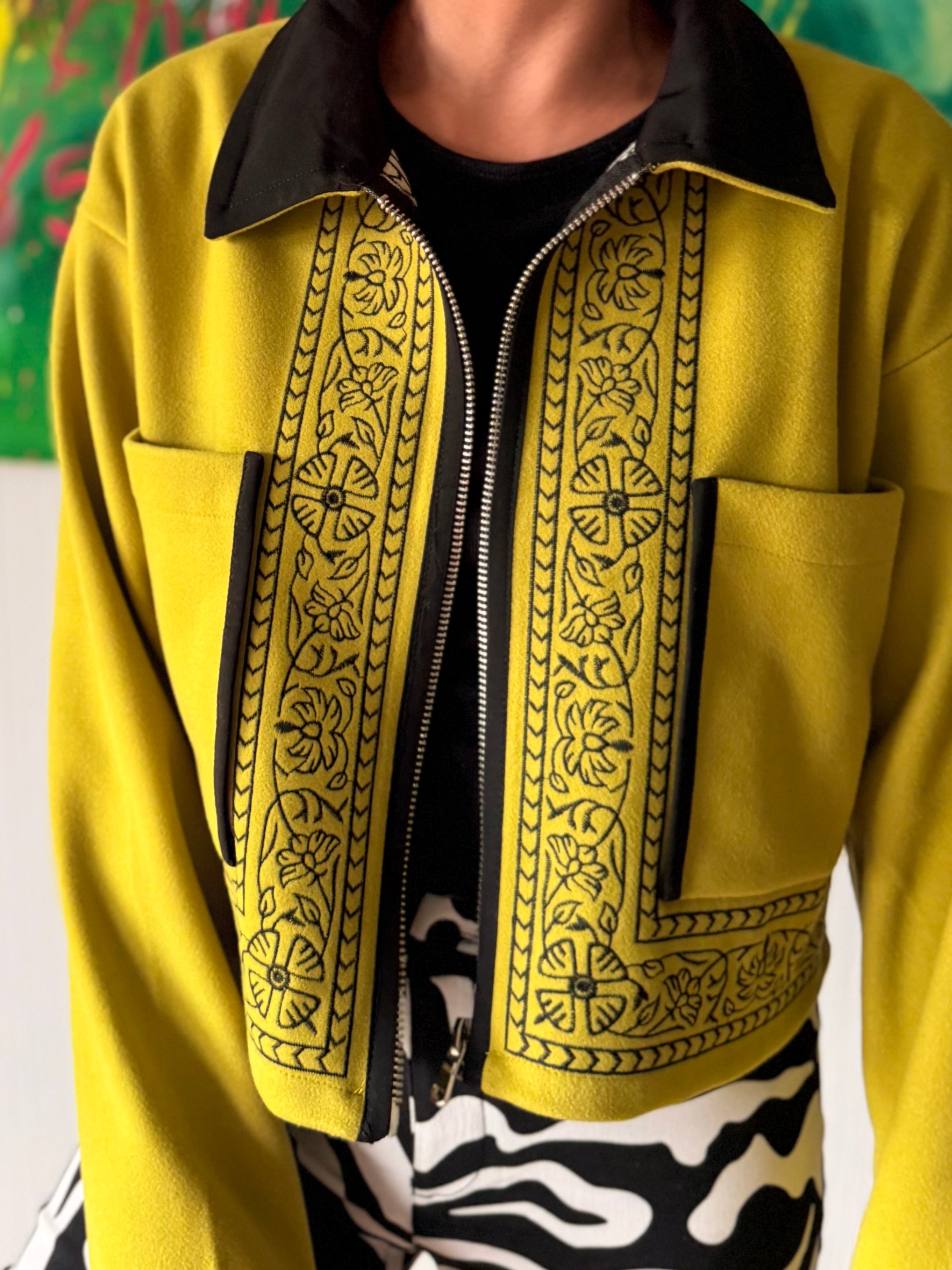 Embroidered jacket - Chartreuse